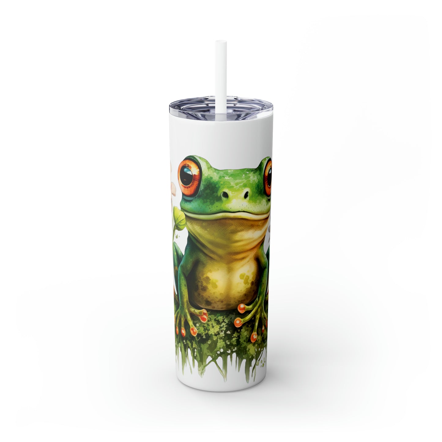 Skinny Tumbler with Straw, 20oz, Frog, awd-540