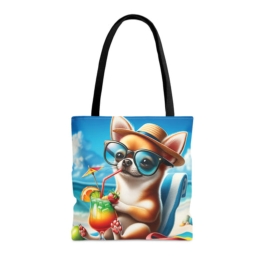 Tote Bag, Dog on Beach, Chihuahua, Tote bag, awd-1205