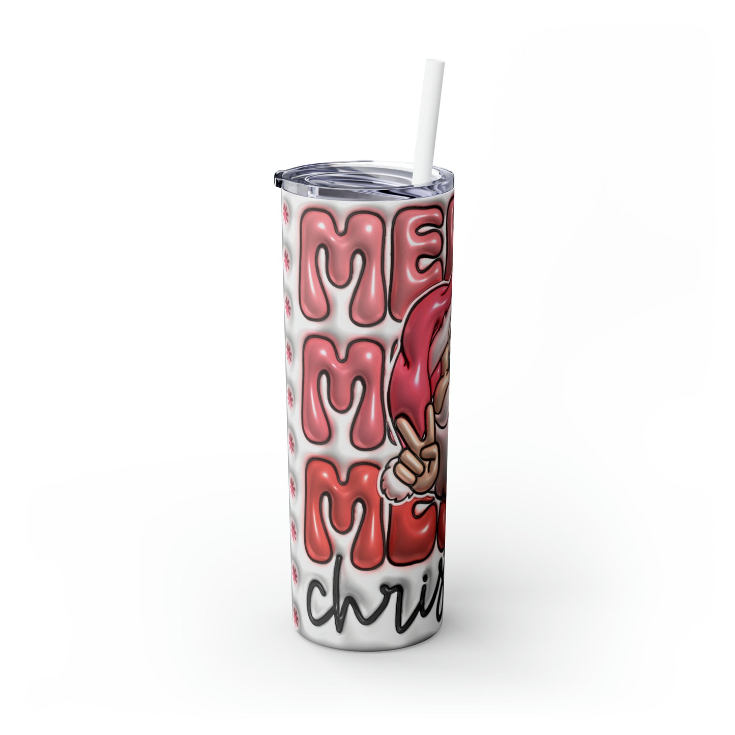 Skinny Tumbler with Straw, 20oz, Merry Christmas, Santa