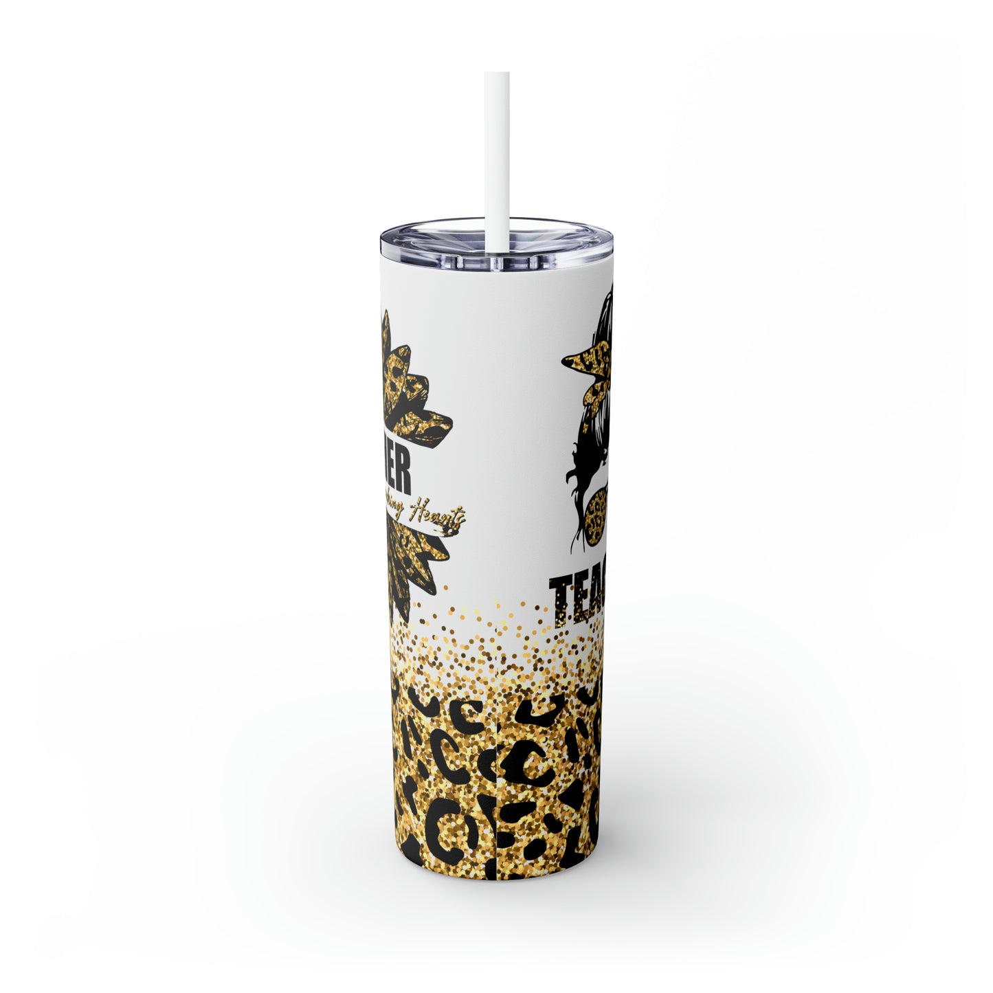 Skinny Tumbler with Straw, 20oz, Teacher