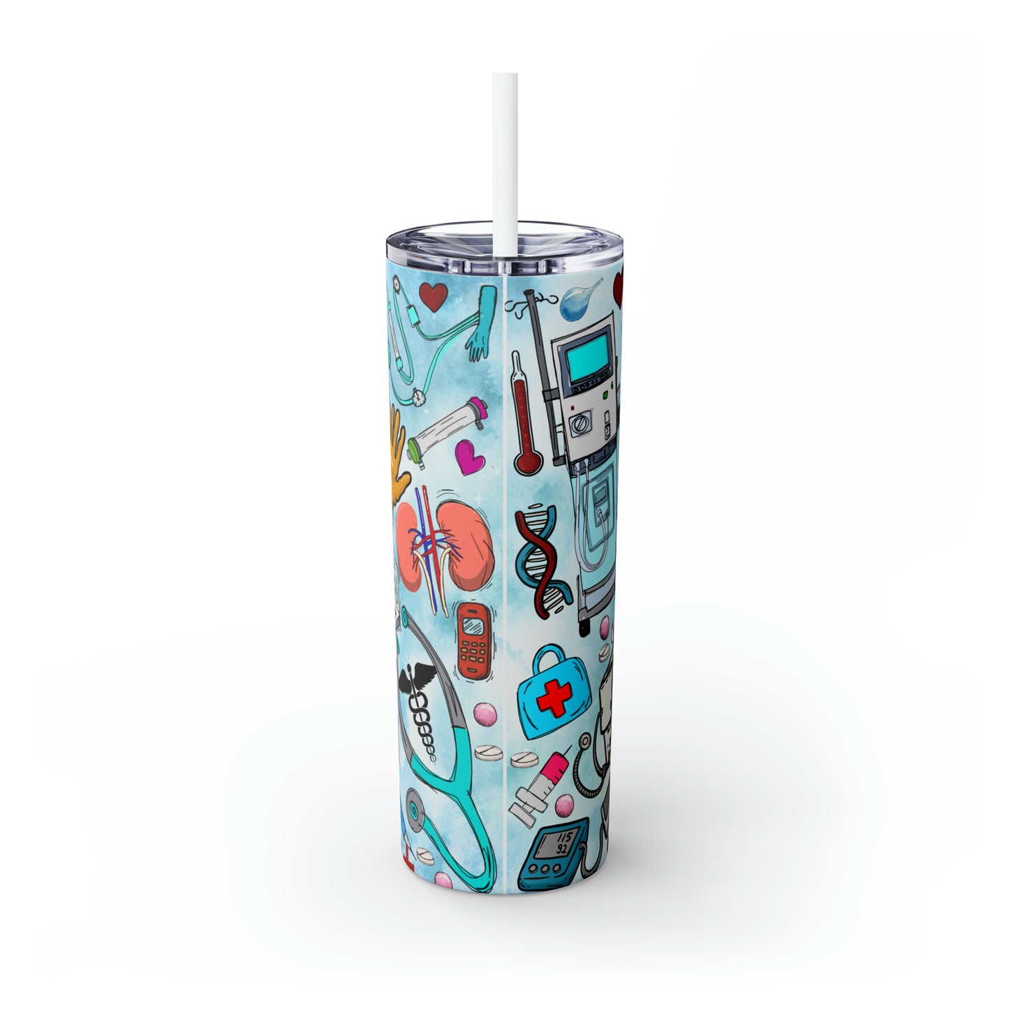 Skinny Tumbler with Straw, 20oz, Dialysis Tech