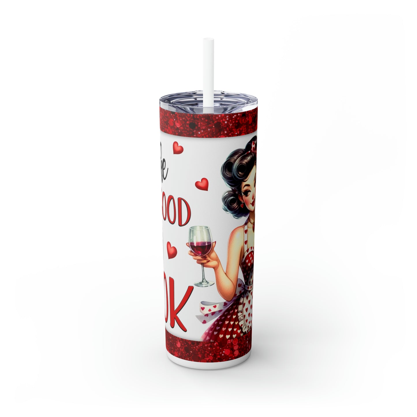 Skinny Tumbler with Straw, 20oz, Retro, I bake as good as I look