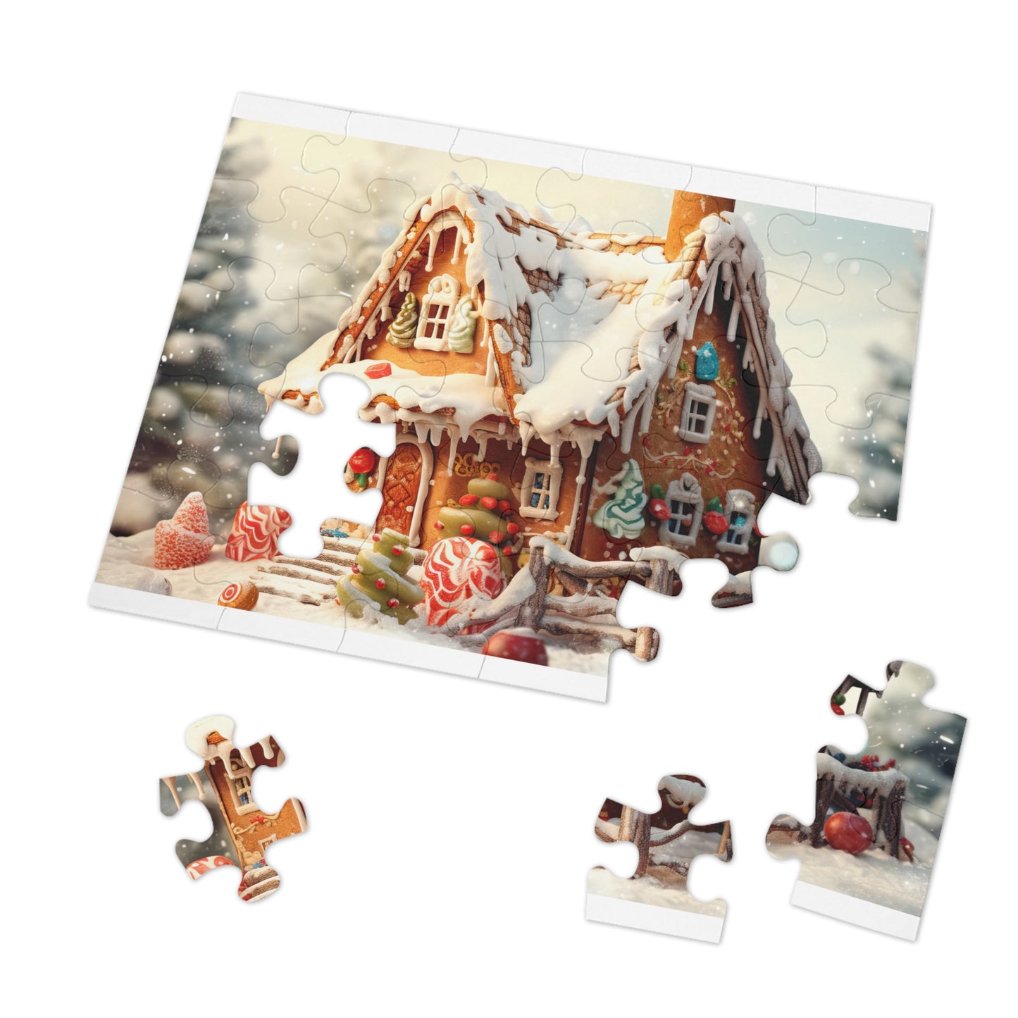 Puzzle, Christmas, Gingerbread House , Personalised/Non-Personalised (30, 110, 252, 500,1000-Piece) awd-615