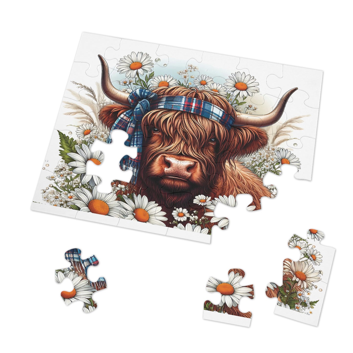 Jigsaw Puzzle, Highland Cow, Personalised/Non-Personalised (30, 110, 252, 500,1000-Piece)