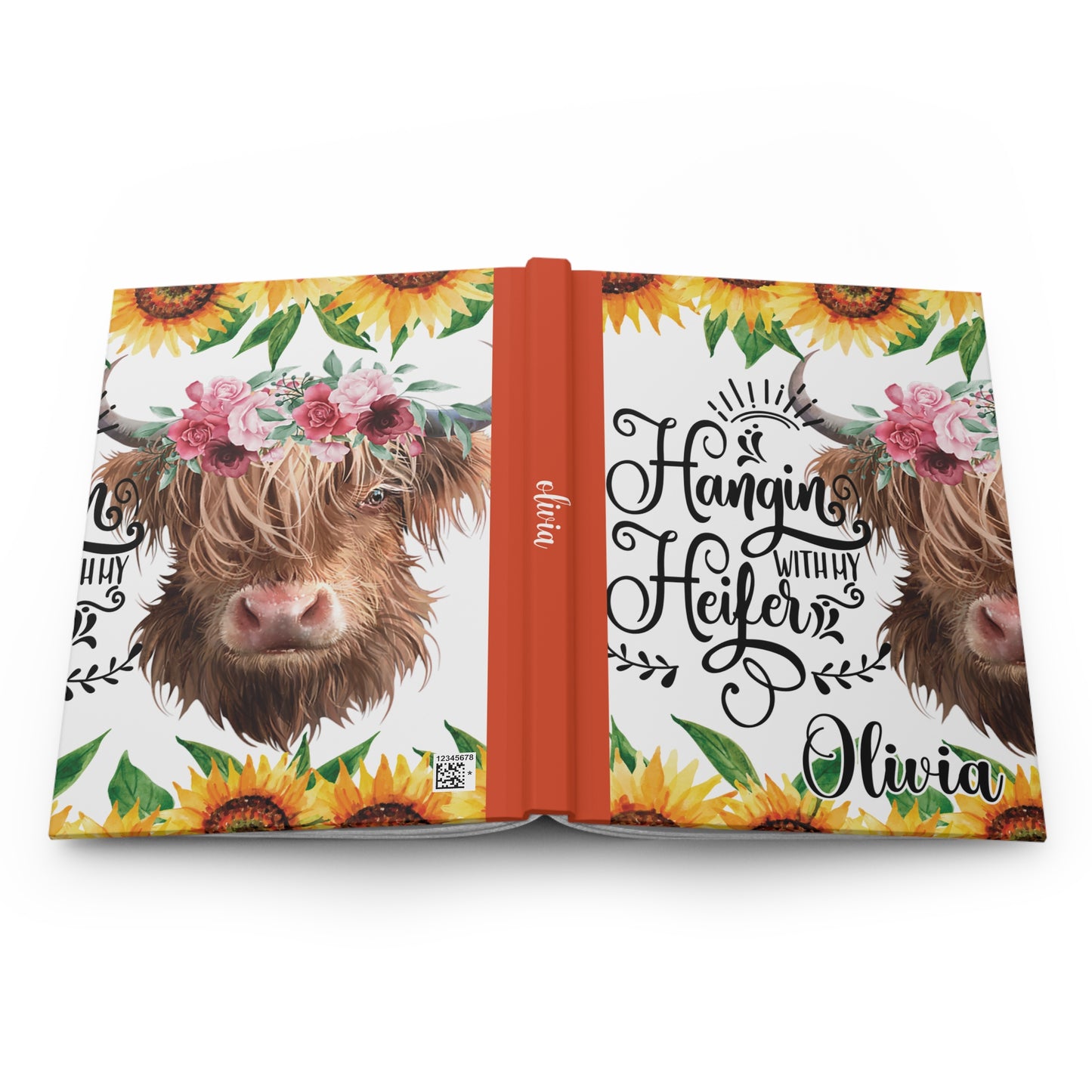 Personalised Hardcover Journal Matte, Highland Cow, awd-1684