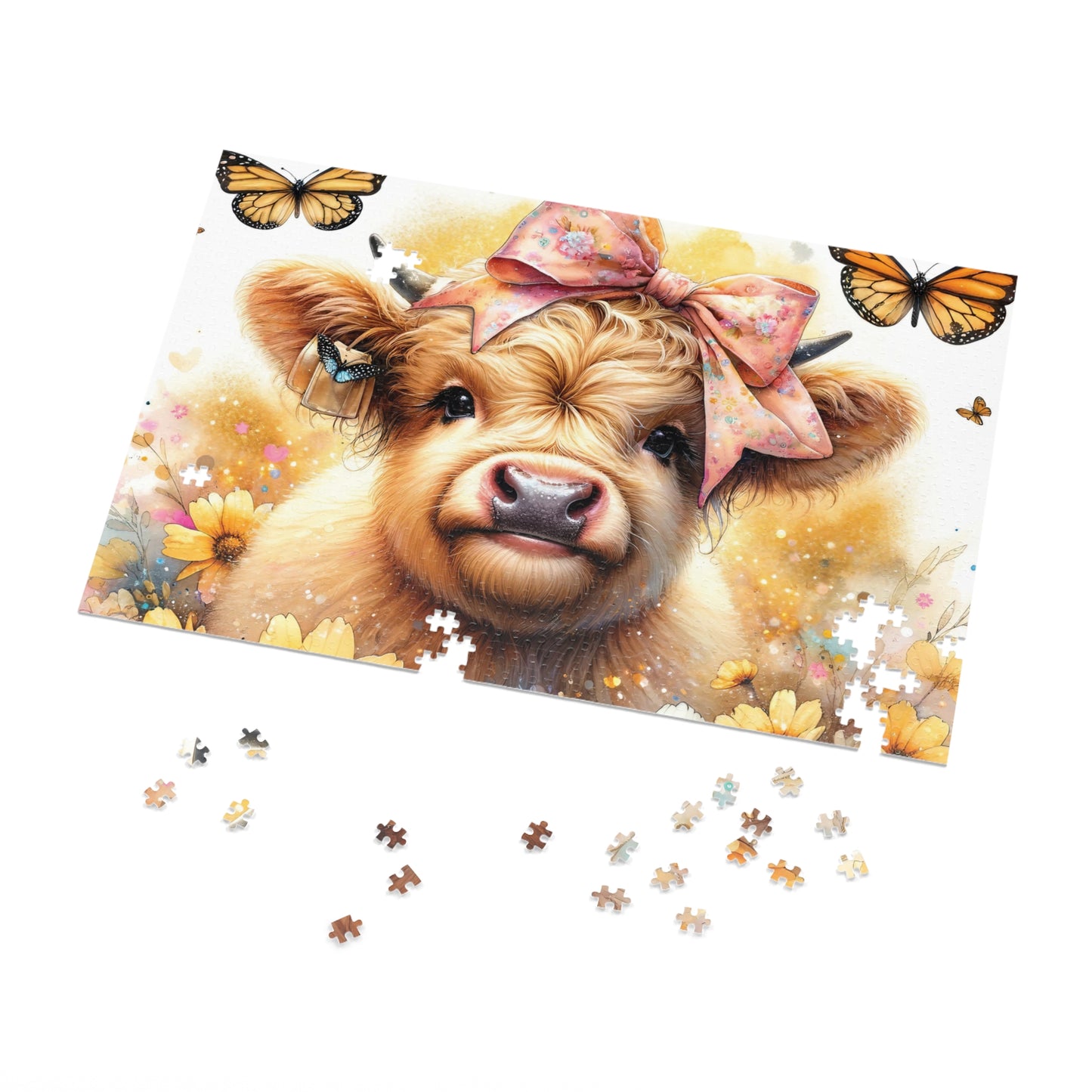 Jigsaw Puzzle, Highland Cow, Personalised/Non-Personalised (30, 110, 252, 500,1000-Piece)