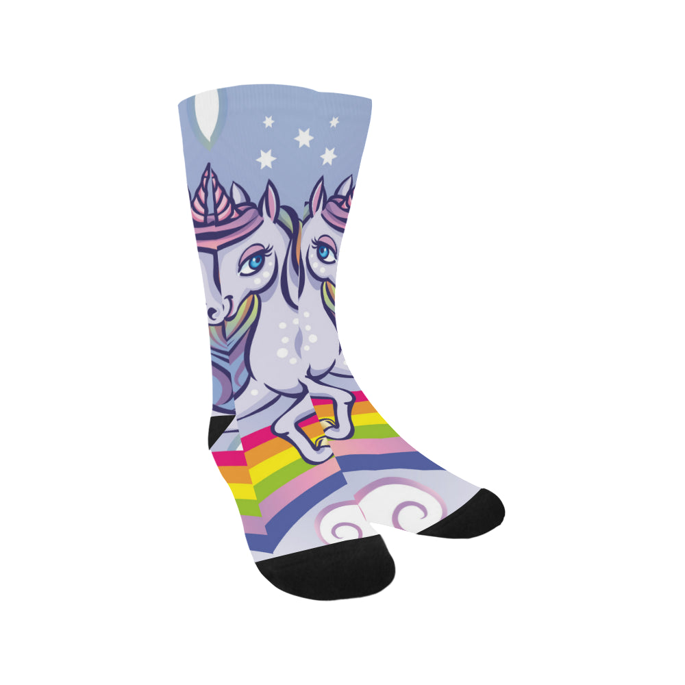 Cute unicorn stars rainbow Trouser Socks