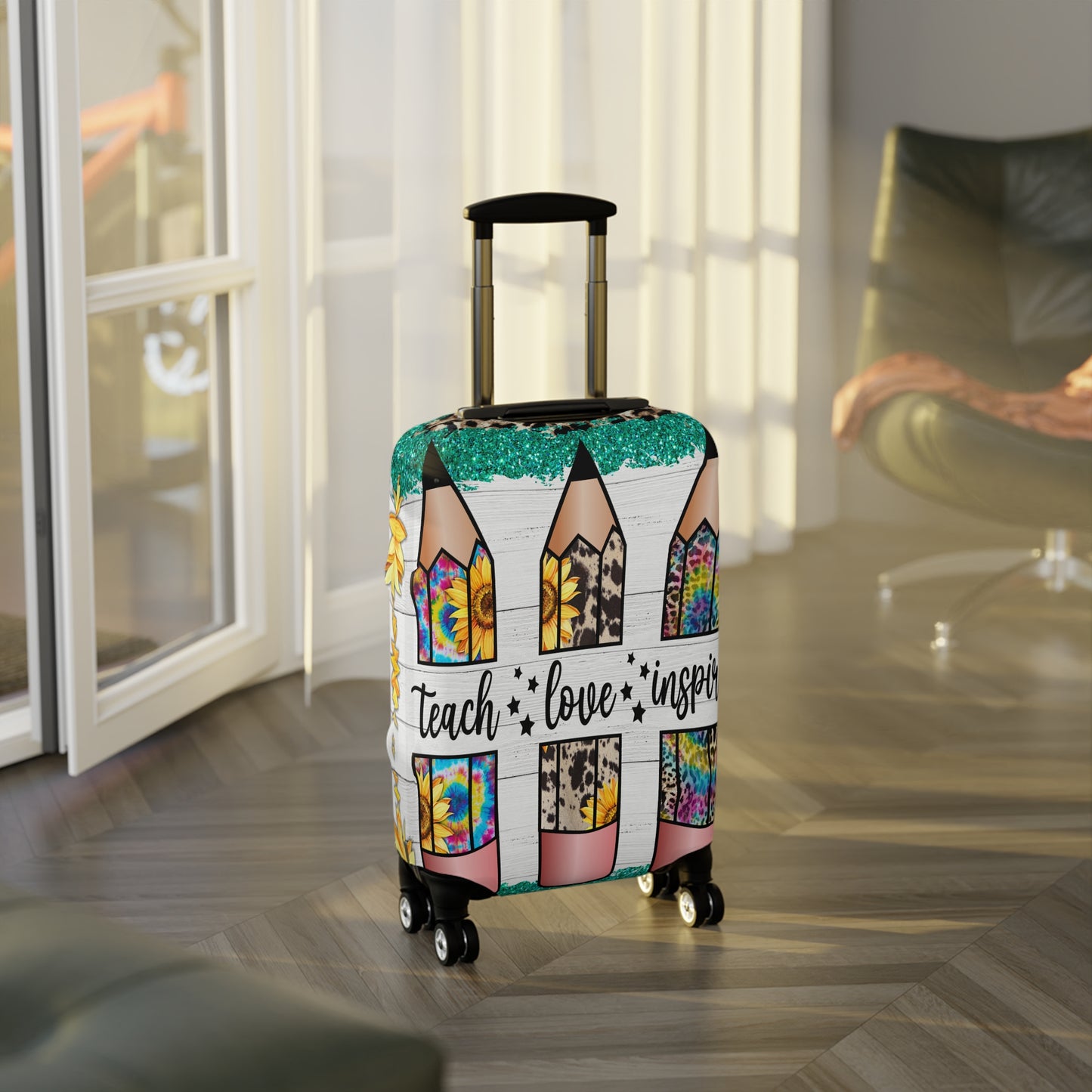 Luggage Cover, Teacher, Teach, Love, Inspire, awd-1755