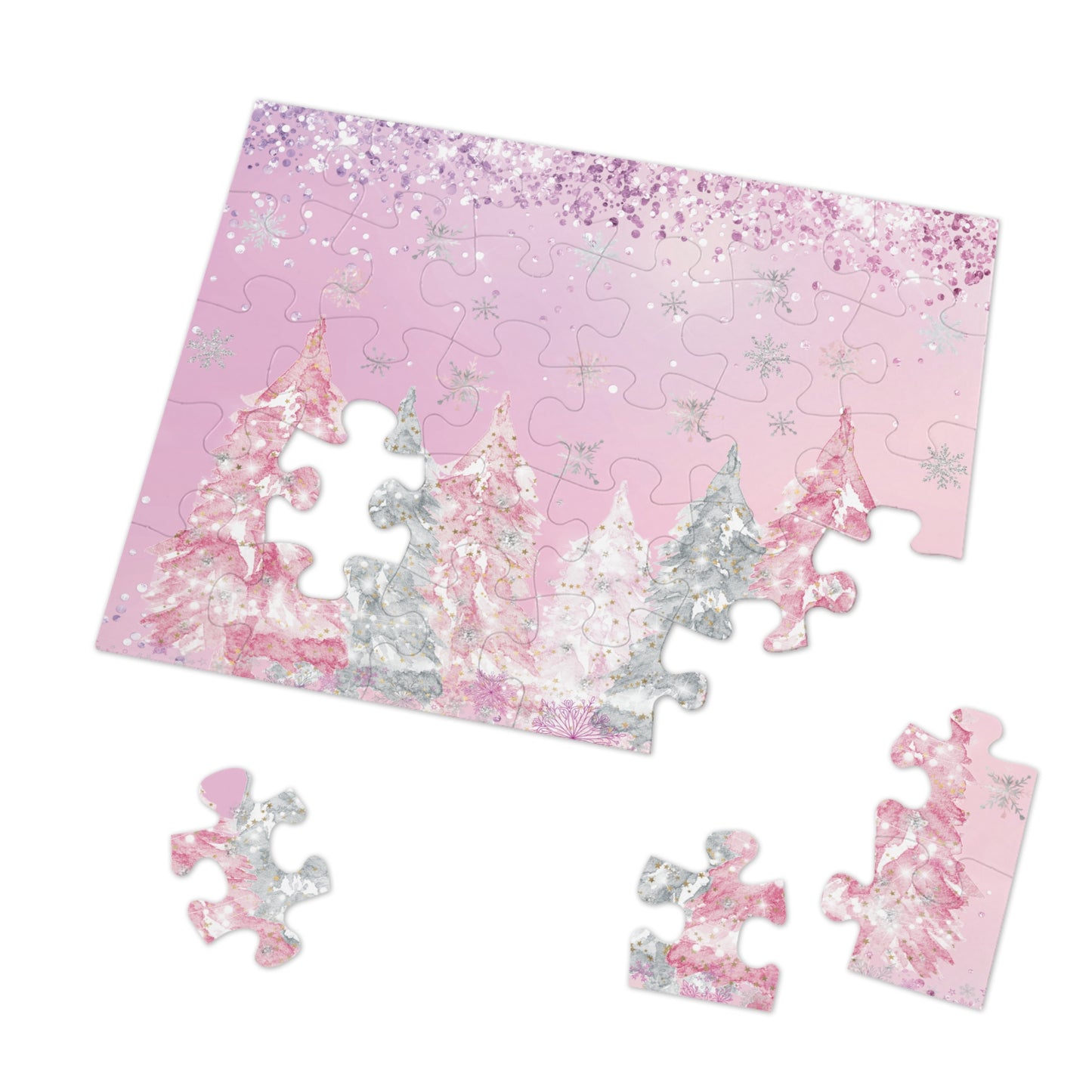 Puzzle, Christmas Trees, Personalised/Non-Personalised (30, 110, 252, 500,1000-Piece)