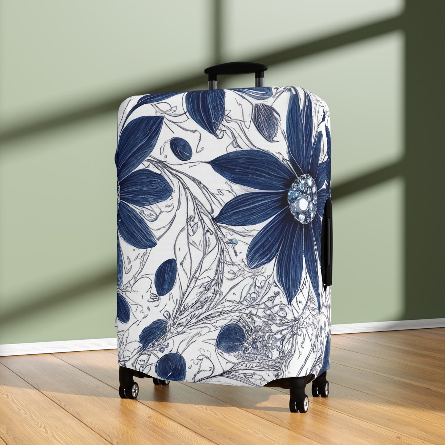 Luggage Cover, Blue Floral-3