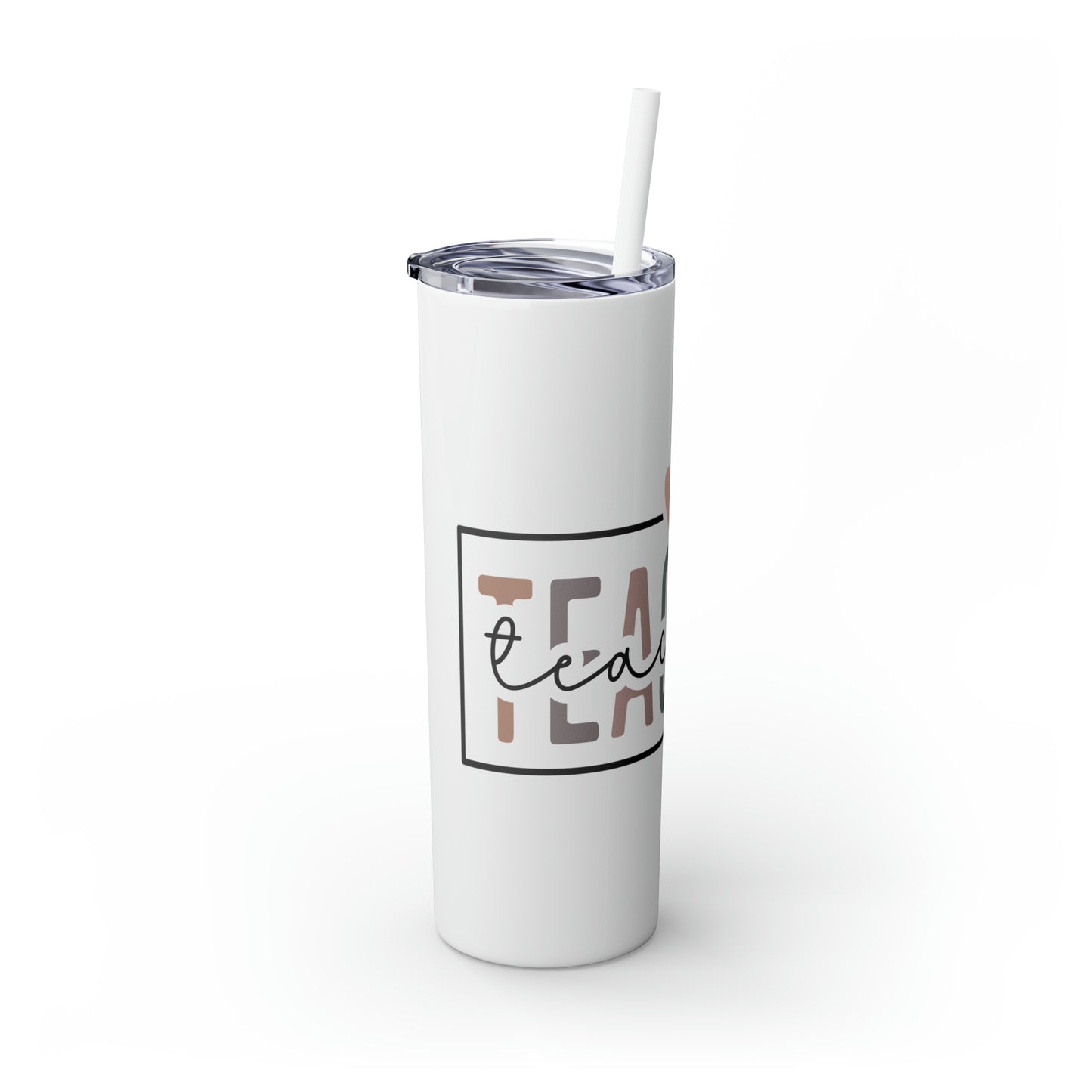 Skinny Tumbler with Straw, 20oz, Teacher