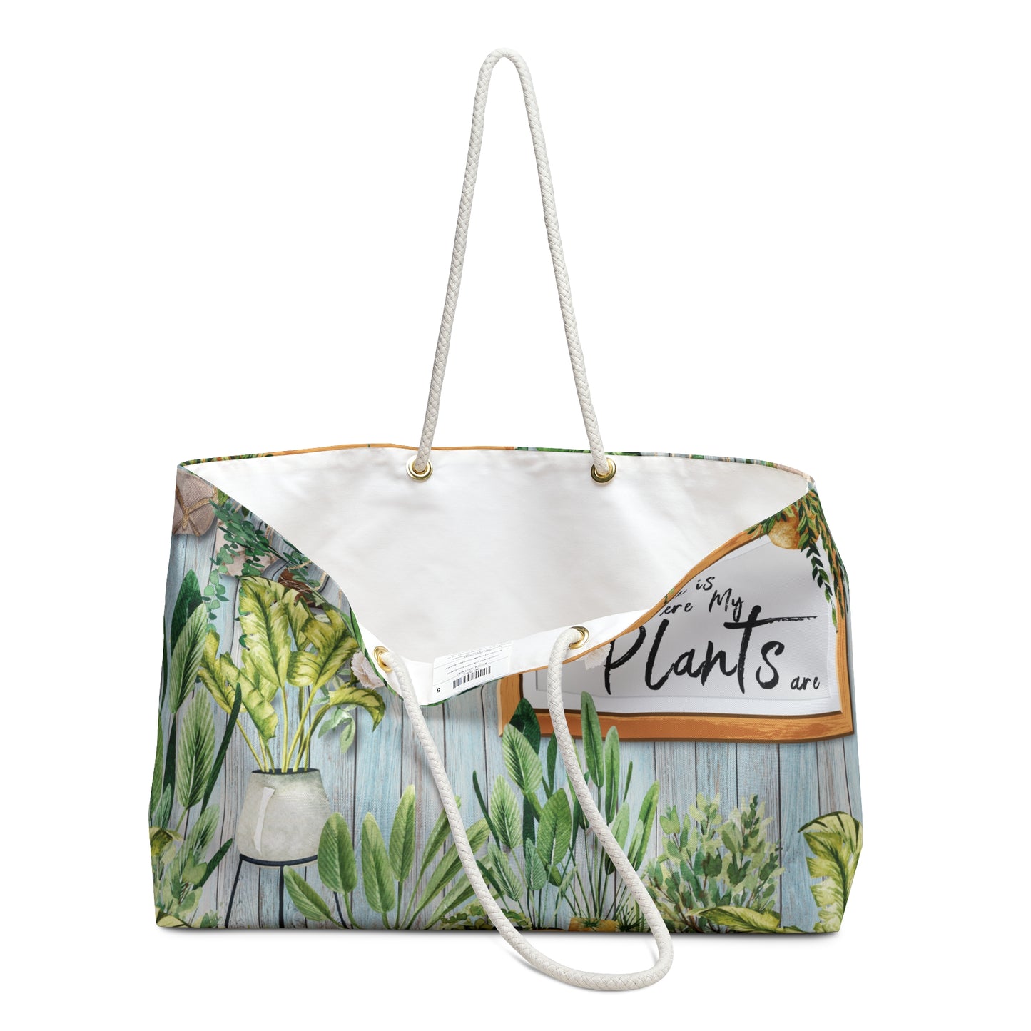 Personalised/Non-Personalised Weekender Bag, Home is Where my Plants are, Large Weekender Bag, Beach Bag, Book Bag