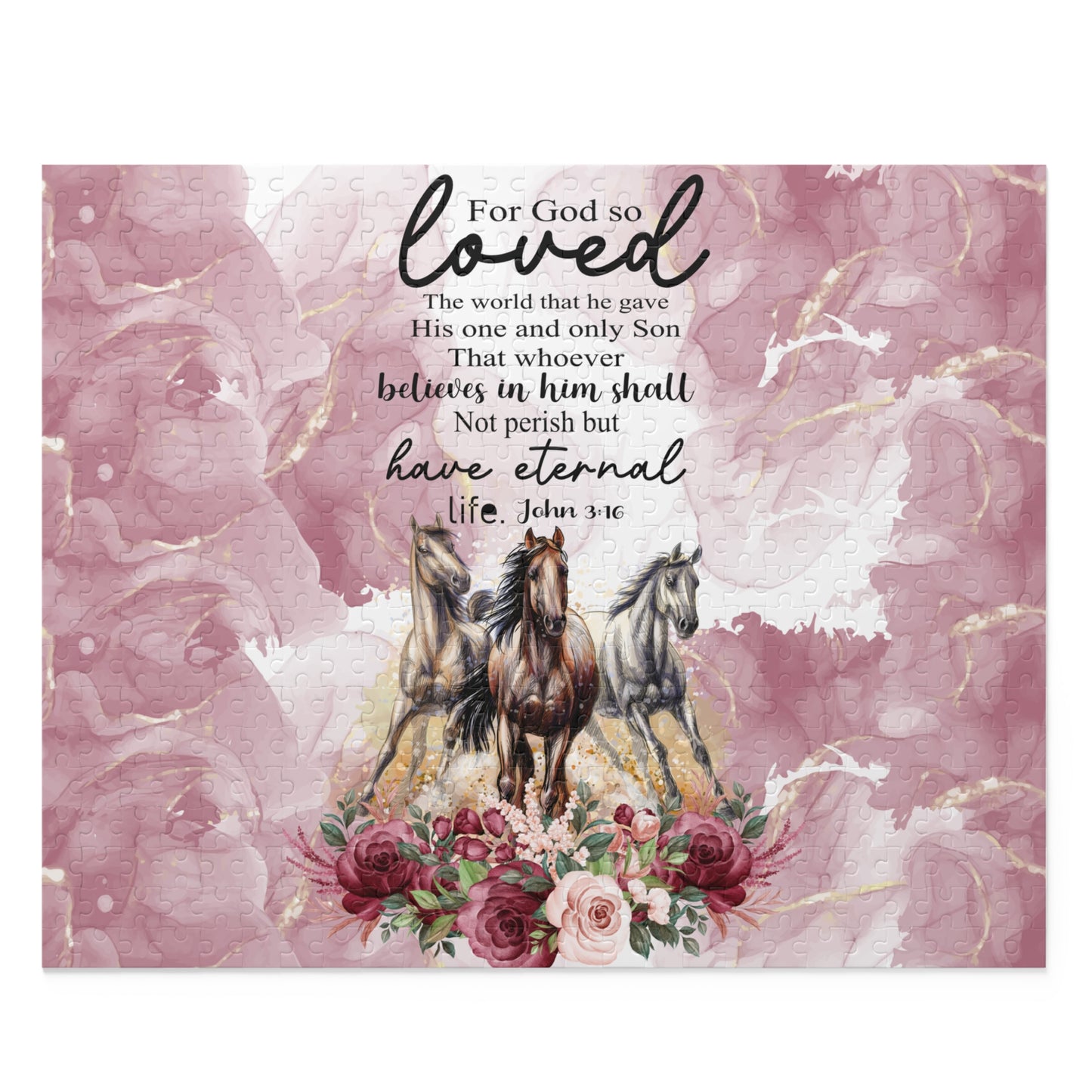 Personalised/Non-Personalised Puzzle, Horses, Bible Quote (120, 252, 500-Piece)