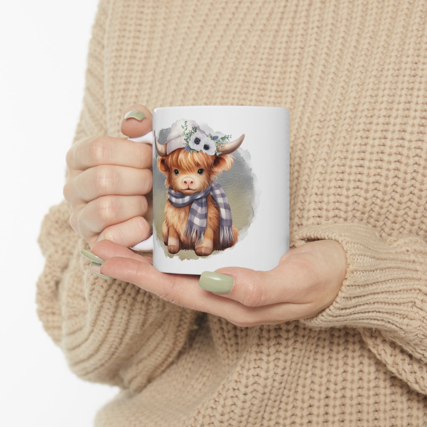 Personalised/Non Personalised Highland Cow, Ceramic Mug 11oz, Highland Cow Mug