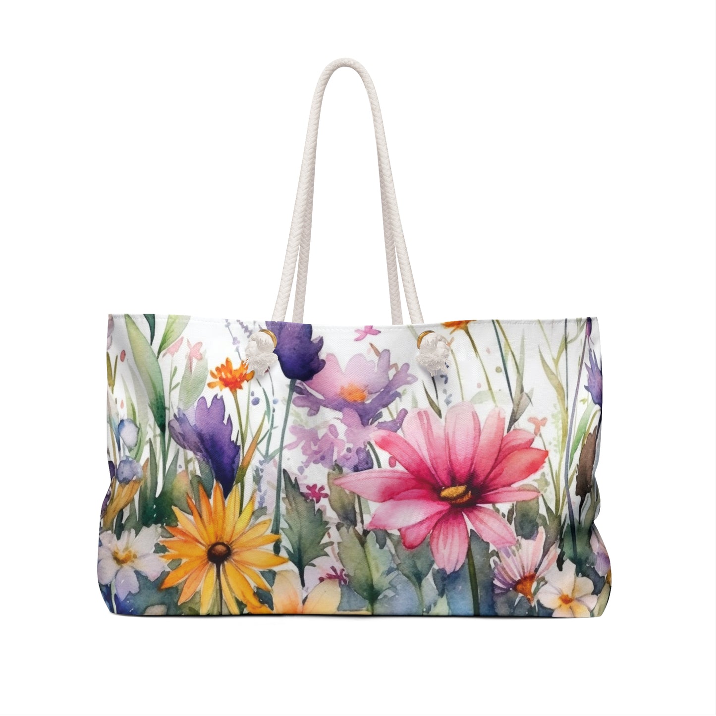 Personalised/Non-Personalised Weekender Bag, Floral, Large Weekender Bag, Beach Bag, Book Bag