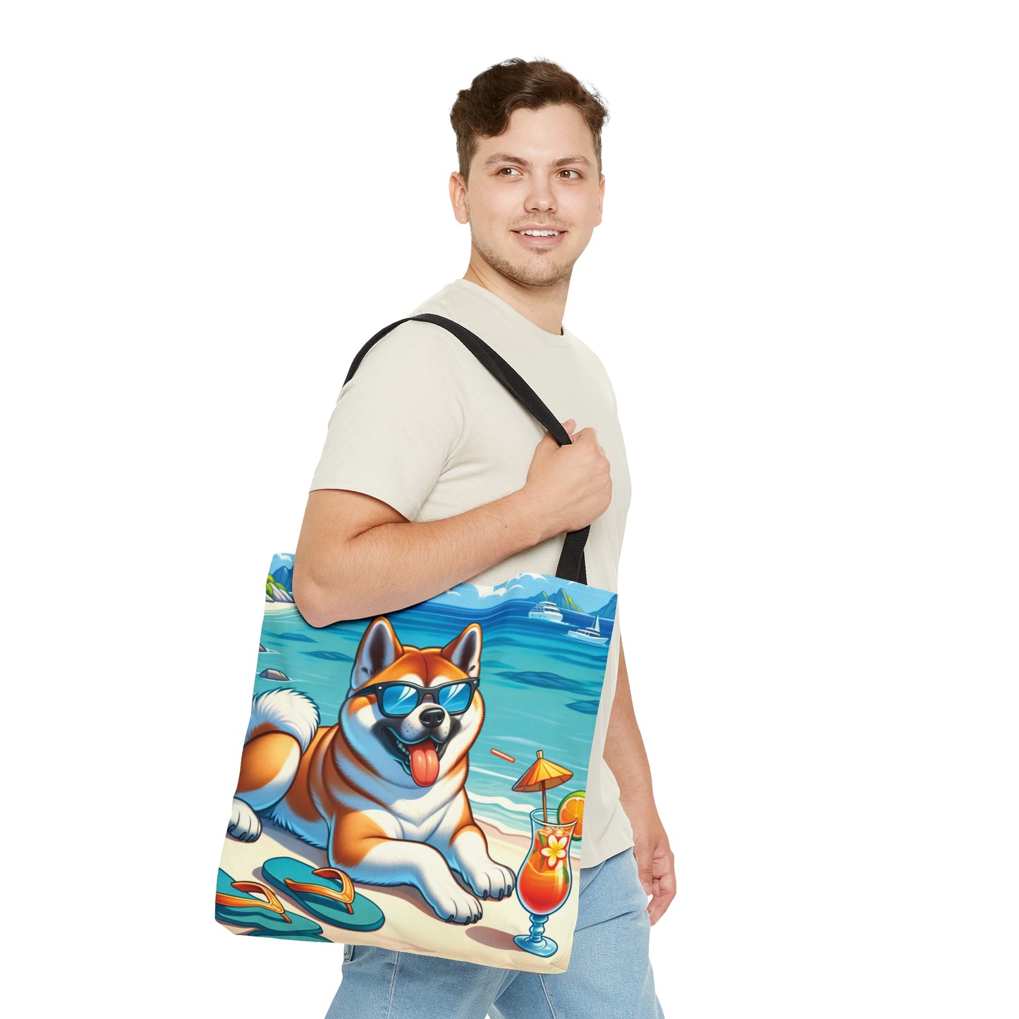 Tote Bag, Dog on Beach, Akita, Tote bag, awd-1117