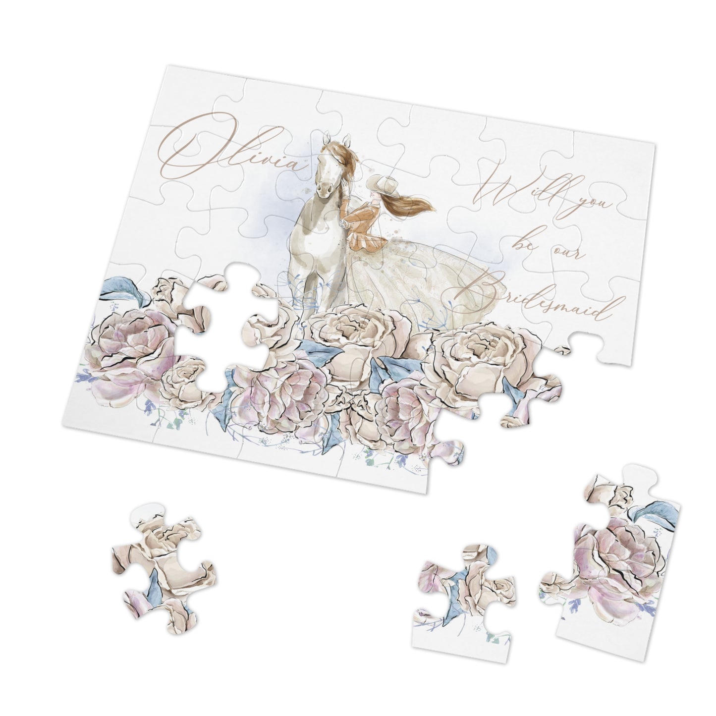 Jigsaw Puzzle, Western, Romance Floral, Bridal, Will you be our Bridesmaid, Personalised/Non-Personalised (30, 110, 252, 500,1000-Piece)