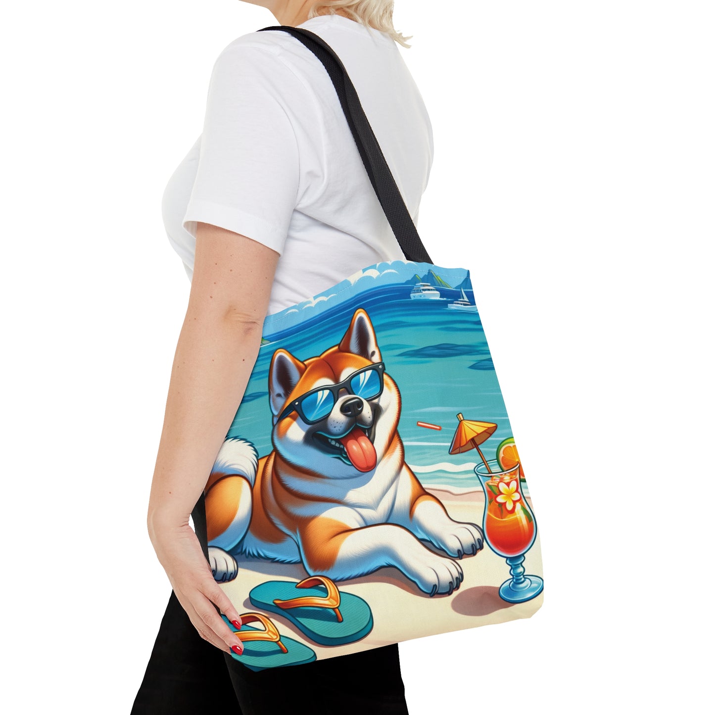 Tote Bag, Dog on Beach, Akita, Tote bag, awd-1117