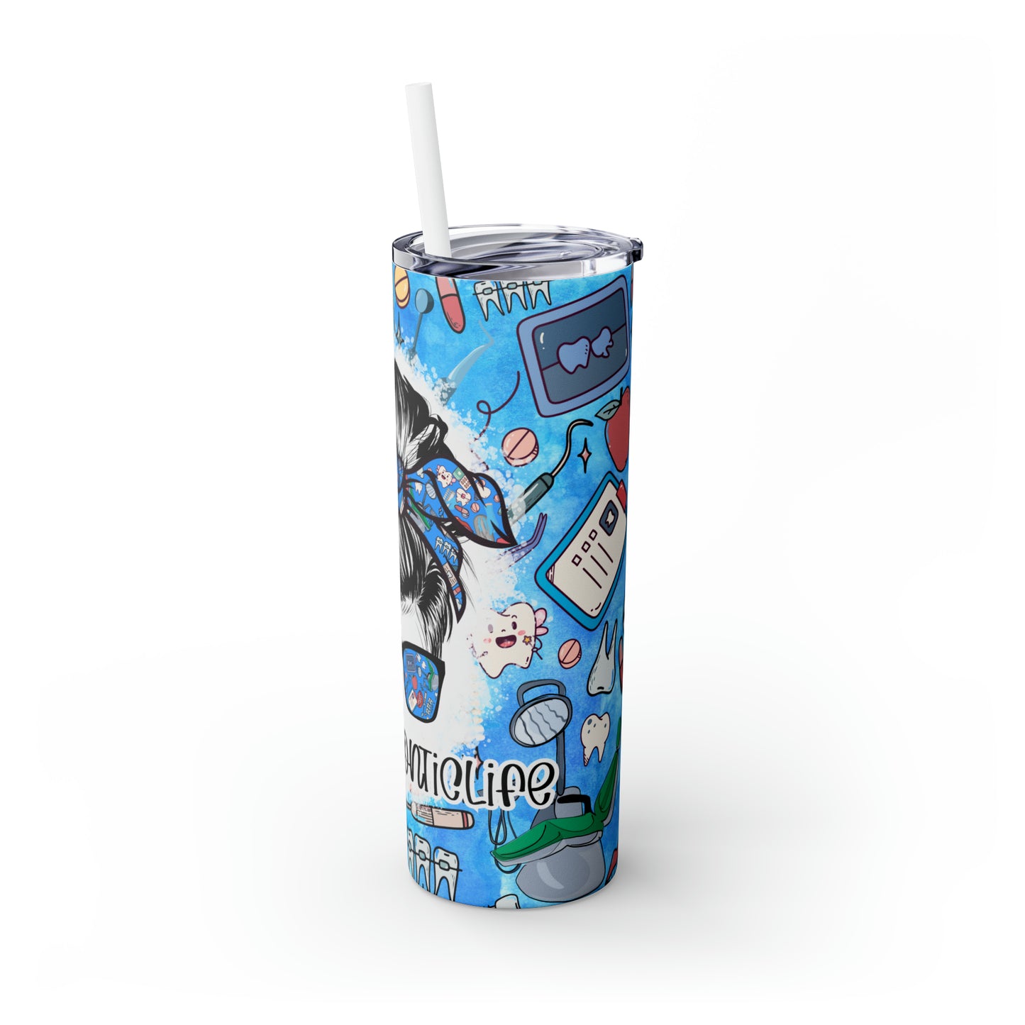 Skinny Tumbler with Straw, 20oz, Orthodontic