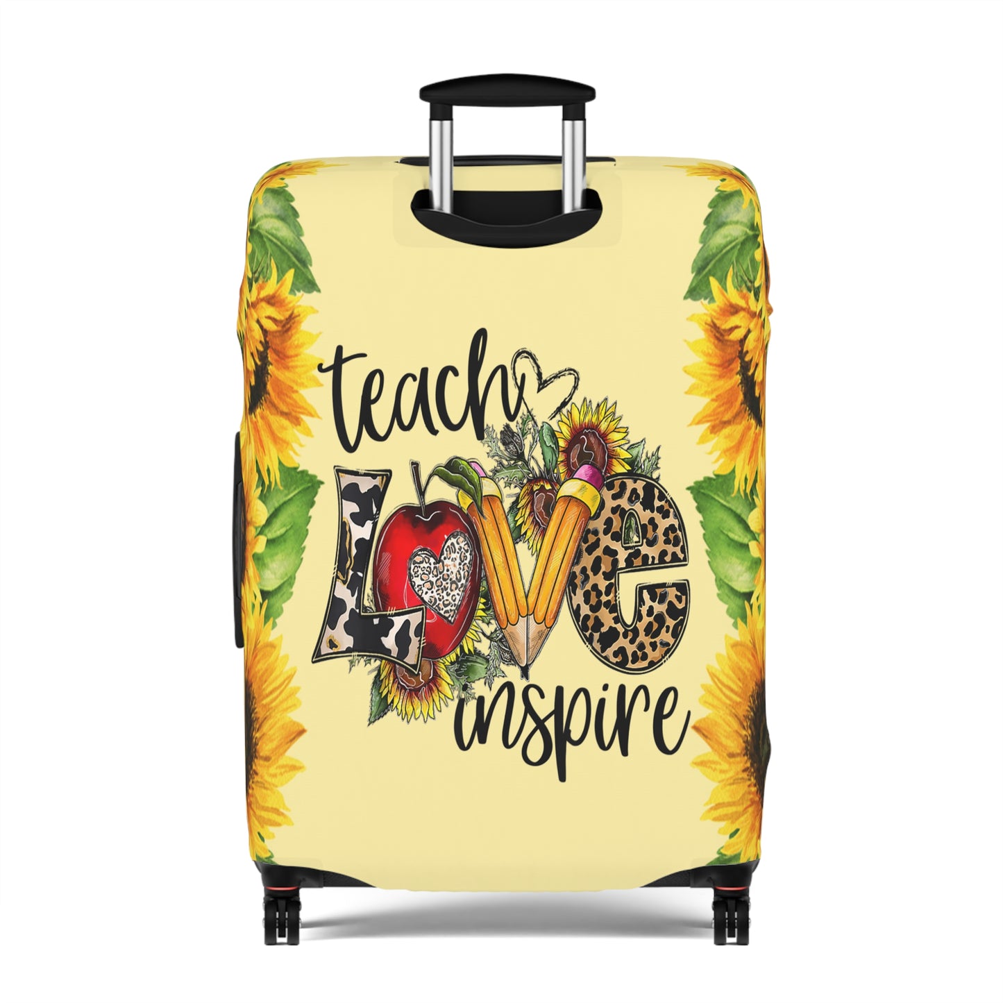 Luggage Cover, Teacher, Sunflowers, Teach, Love, Inspire, awd-1756