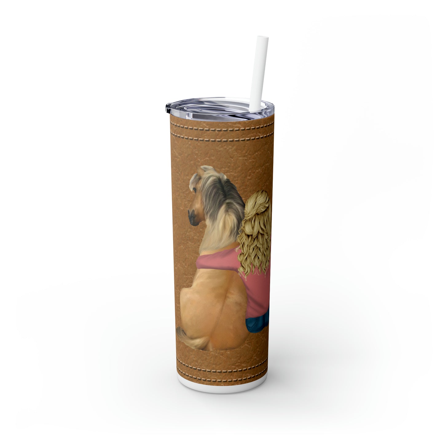 Skinny Tumbler with Straw, 20oz, Personalised, Horse and Girls, Western, Just a Girl Who Loves Horses