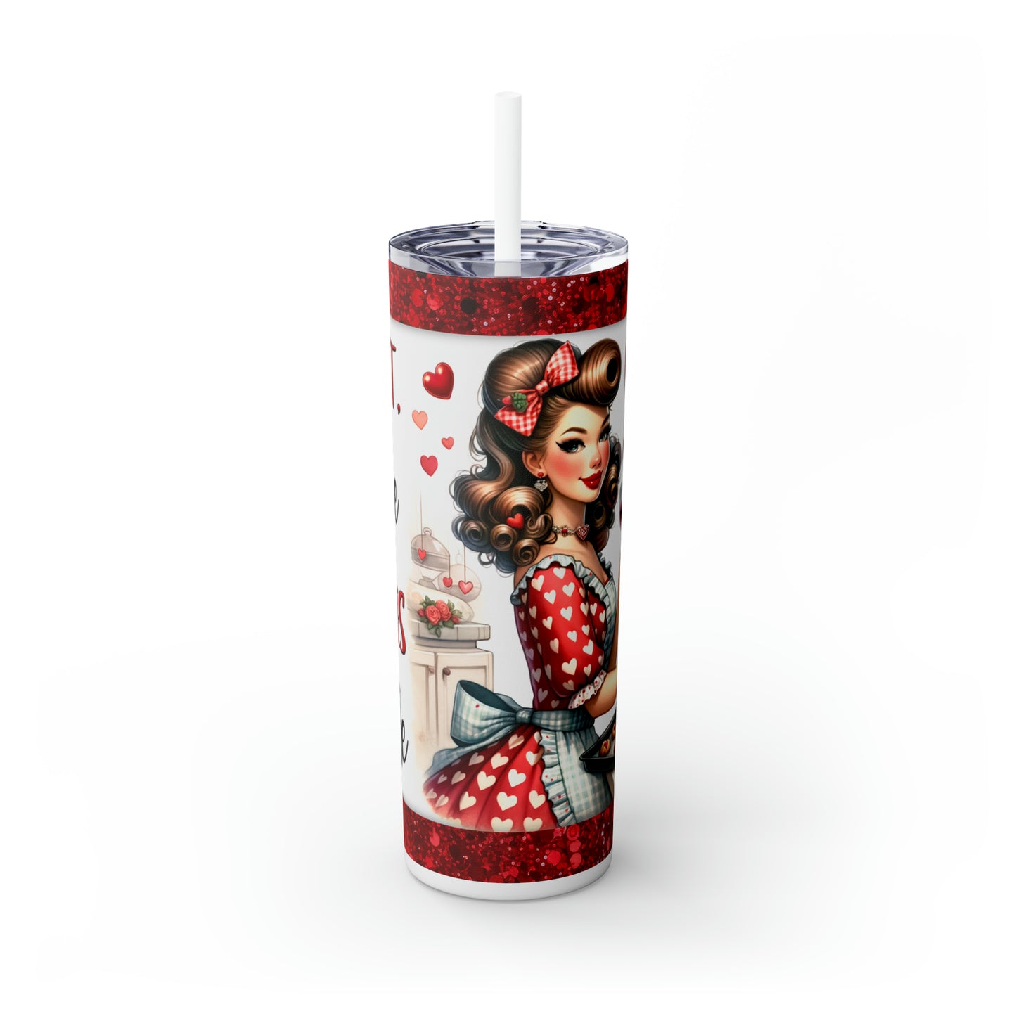 Skinny Tumbler with Straw, 20oz, Retro, I can't I have Cookies to Bake