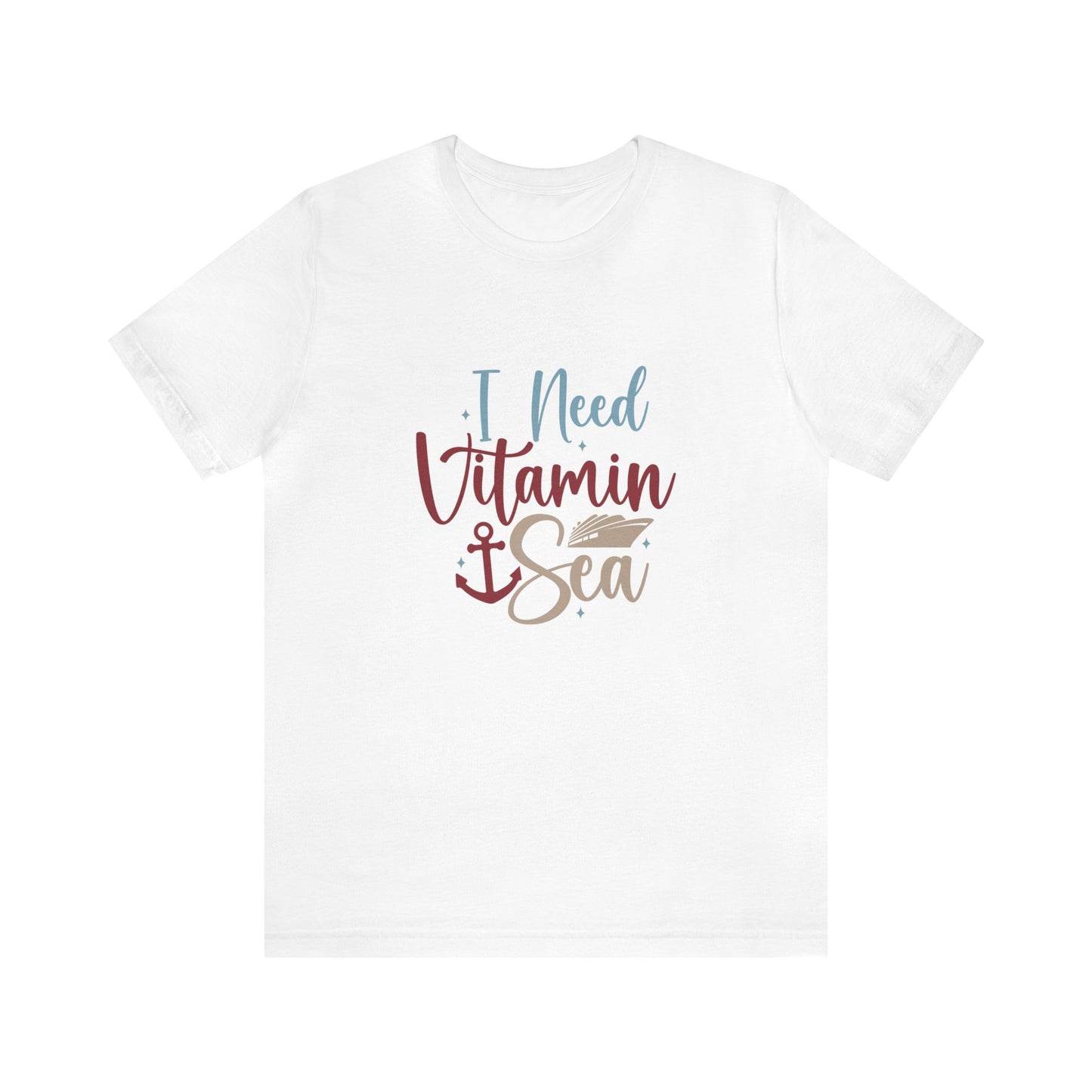 Unisex Adults Jersey Short Sleeve Tee, Cruise Tee, I need Vitamin Sea, 100% Cotton, Light Fabric 142 g/m²