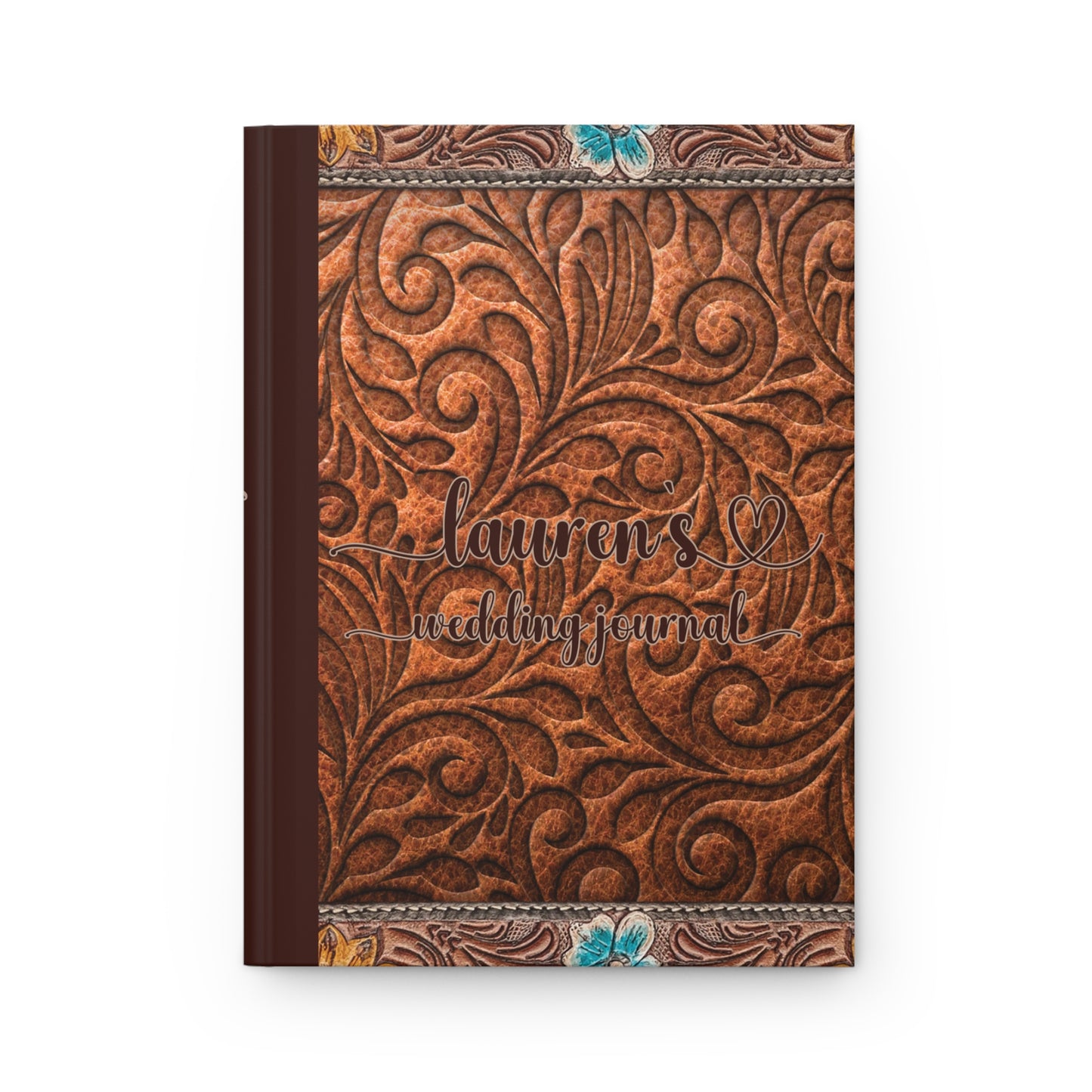 Personalised Hardcover Wedding Journal Matte, Country and Western, Carved Leather Look, awd-1775