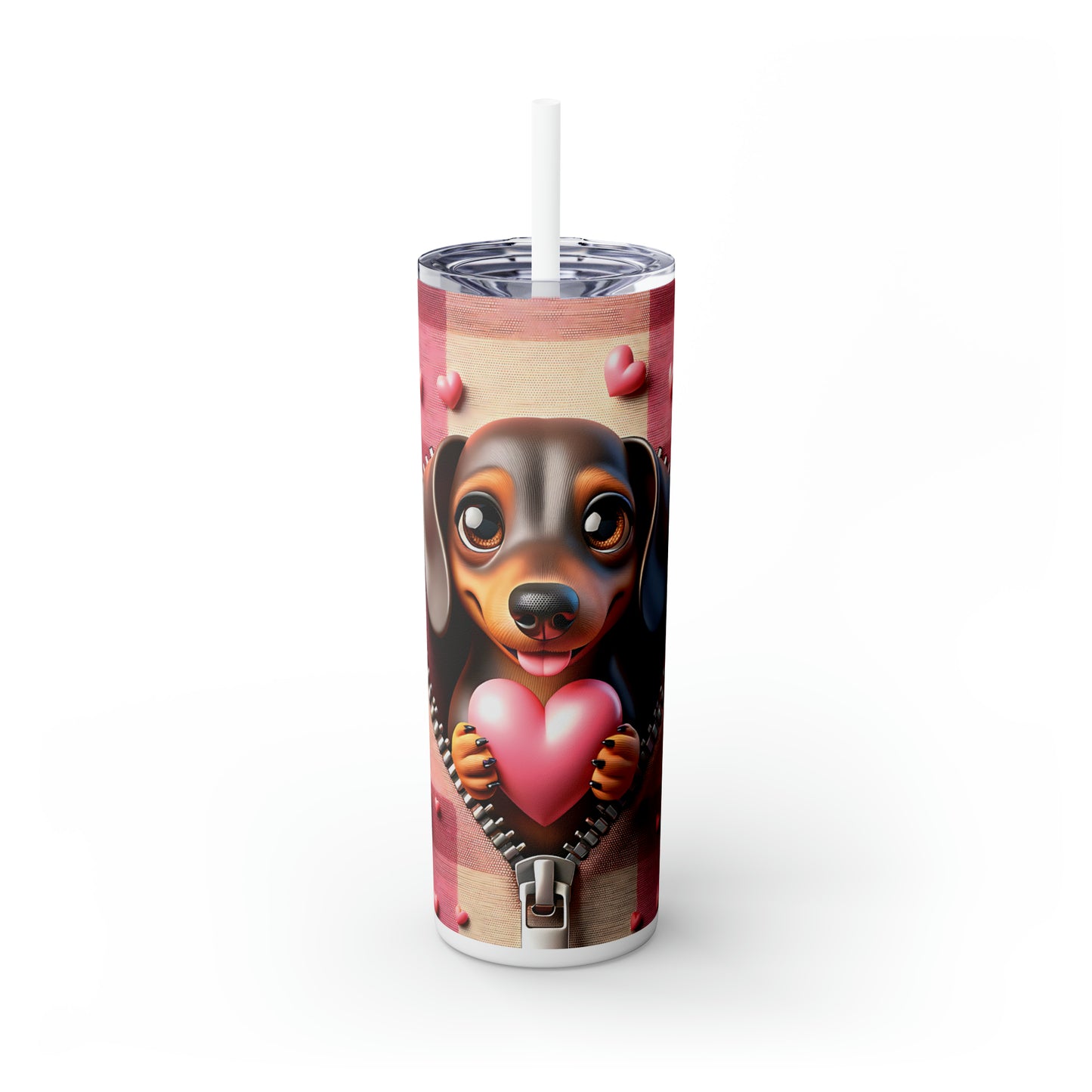 Skinny Tumbler with Straw, 20oz, Dog, Valentines Day, awd-1137