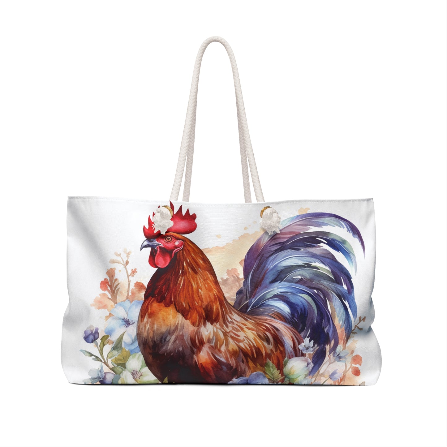 Personalised/Non-Personalised Weekender Bag, Chicken/Rooster, Large Weekender Bag, Beach Bag, Book Bag