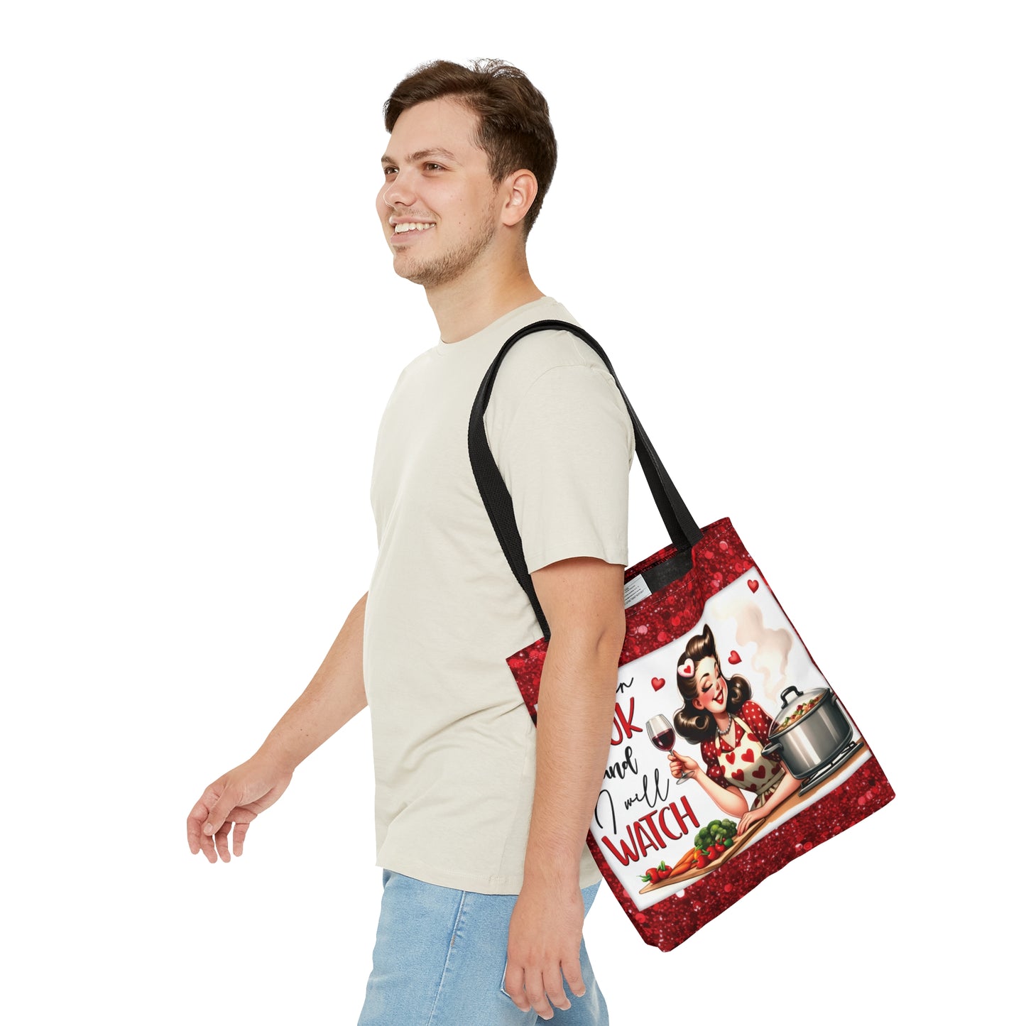 Tote Bag, Retro, You can cook and I will Watch