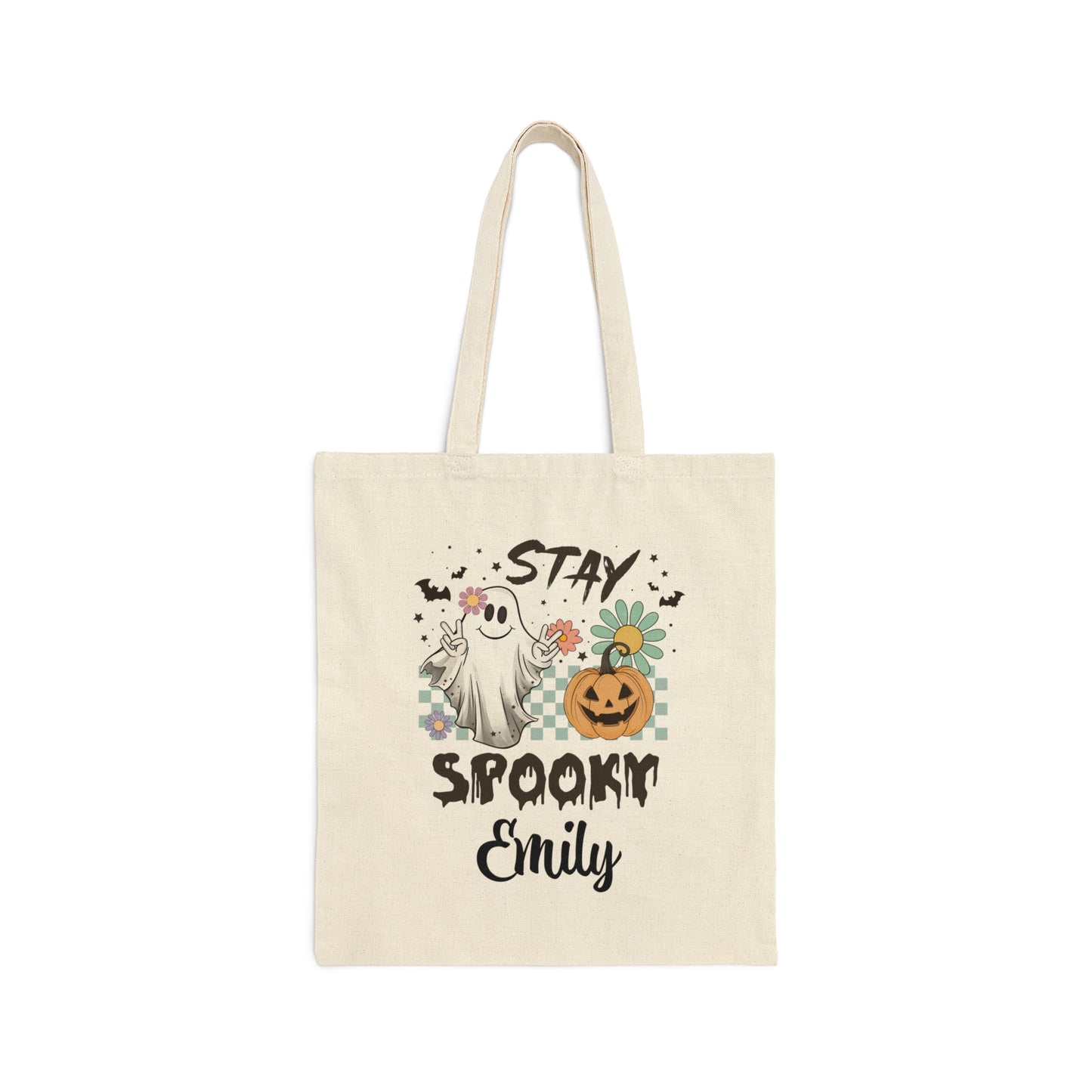 Cotton Canvas Tote Bag, Personalized Trick or Treat Bag, Personalised Halloween Bag, Halloween Tote, Kids Halloween Bag, Trick-or-Treat Bag