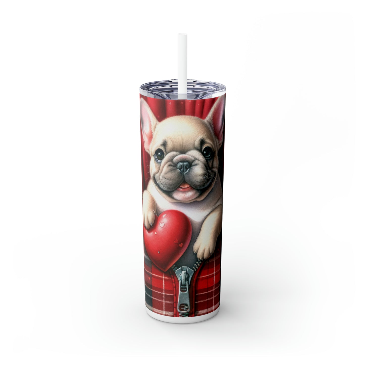 Skinny Tumbler with Straw, 20oz, Dog, Valentines Day, awd-837