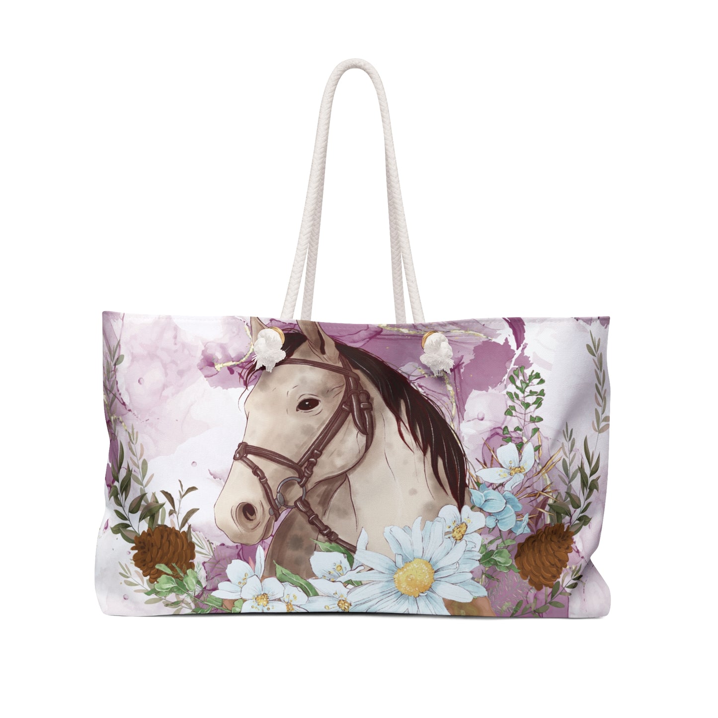 Personalised/Non-Personalised Weekender Bag, Horse, Large Weekender Bag, Beach Bag, Book Bag