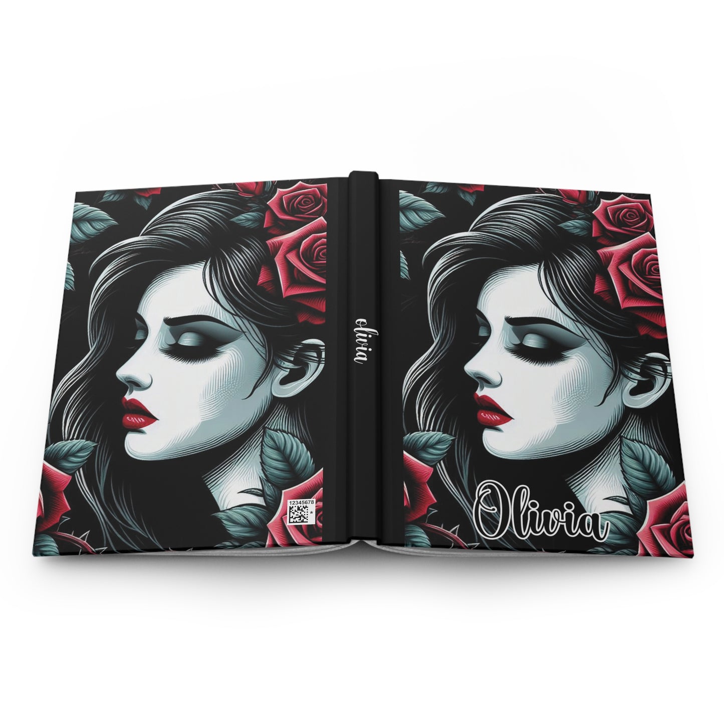 Personalised Hardcover Journal Matte, Girl and Roses, awd-1686