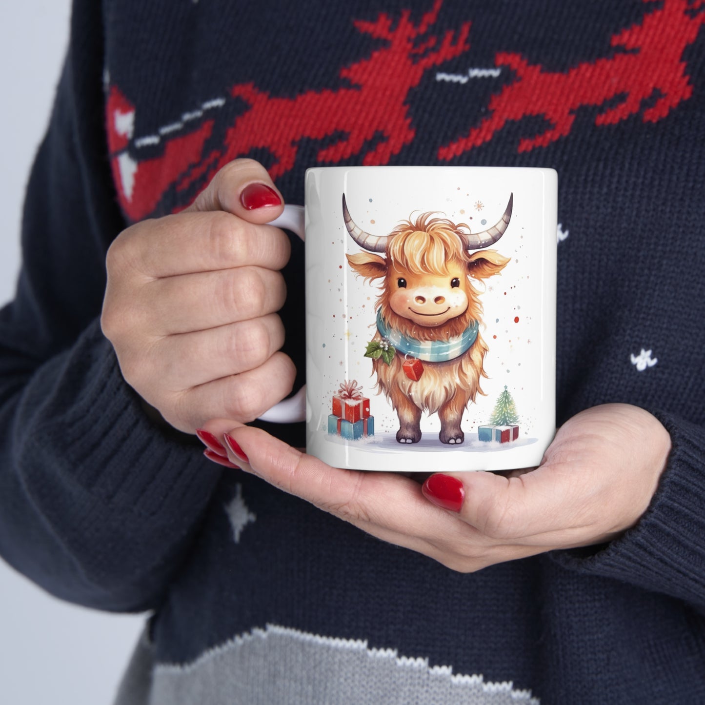 Personalised/Non Personalised Highland Cow, Ceramic Mug 11oz, Highland Cow Mug