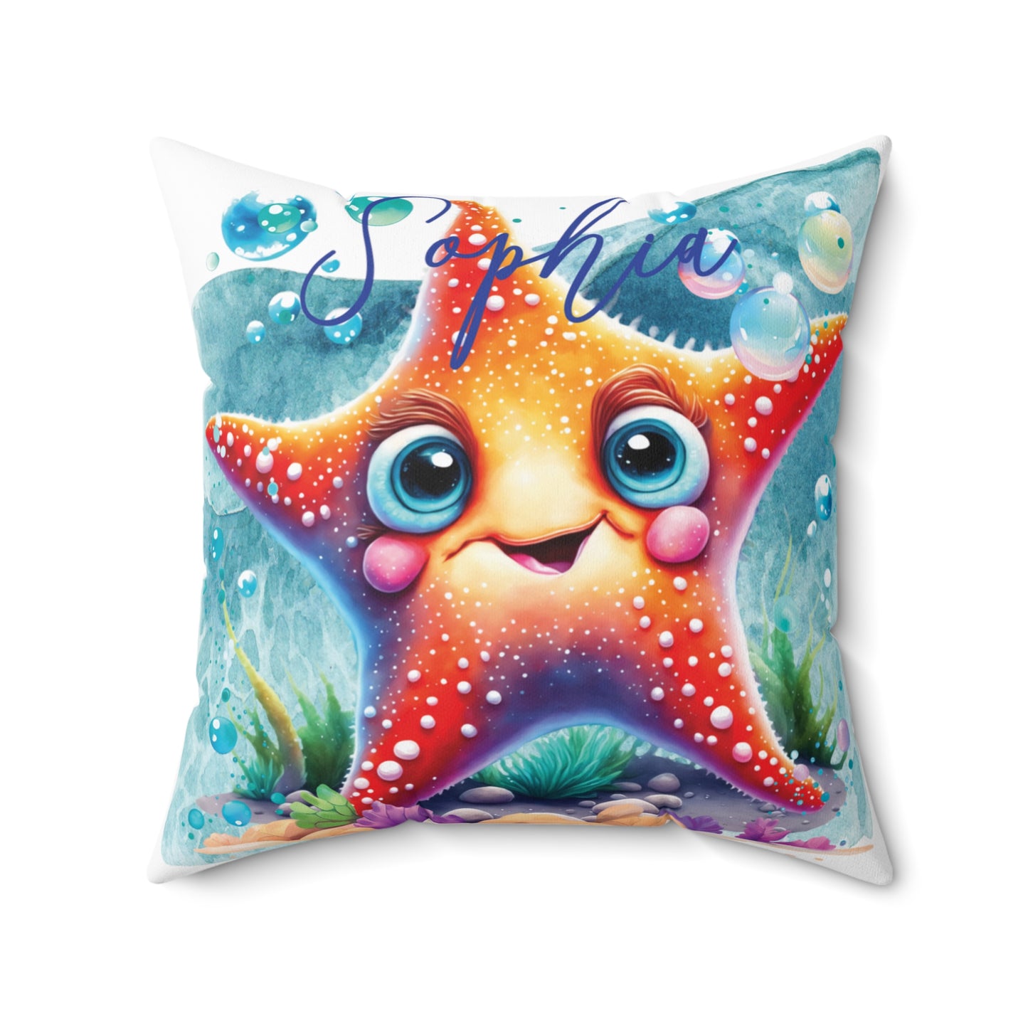 Personalised Polyester Square Cushion, Starfish cushion