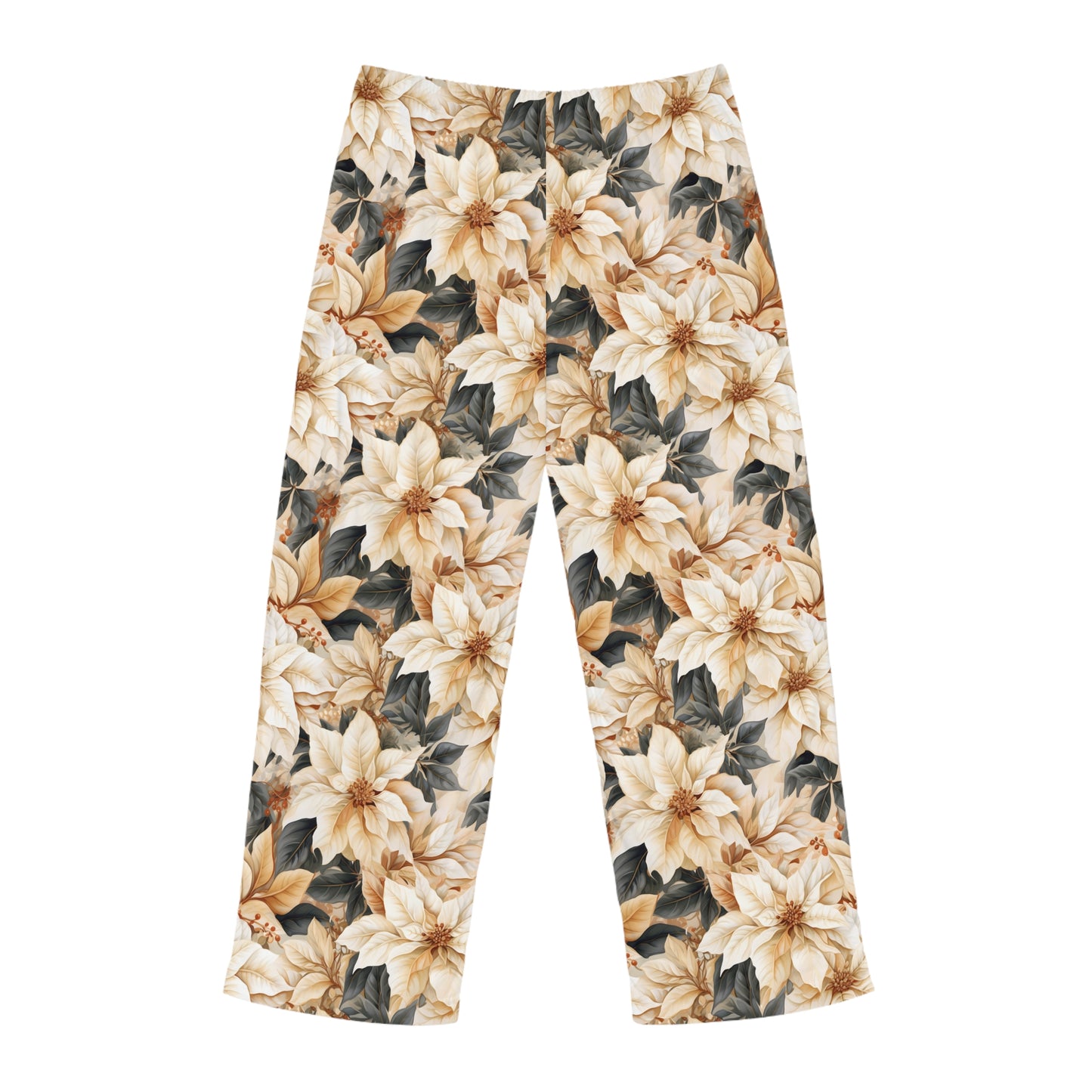 Men's Pajama Pants, cream poinsettia