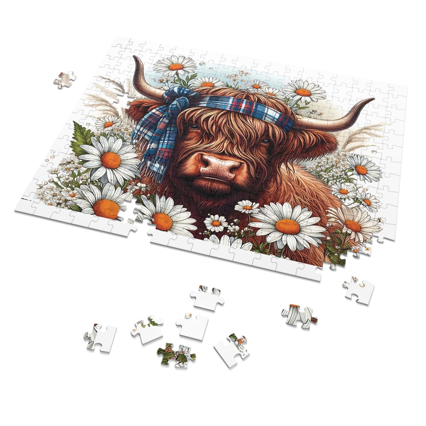 Jigsaw Puzzle, Highland Cow, Personalised/Non-Personalised (30, 110, 252, 500,1000-Piece)