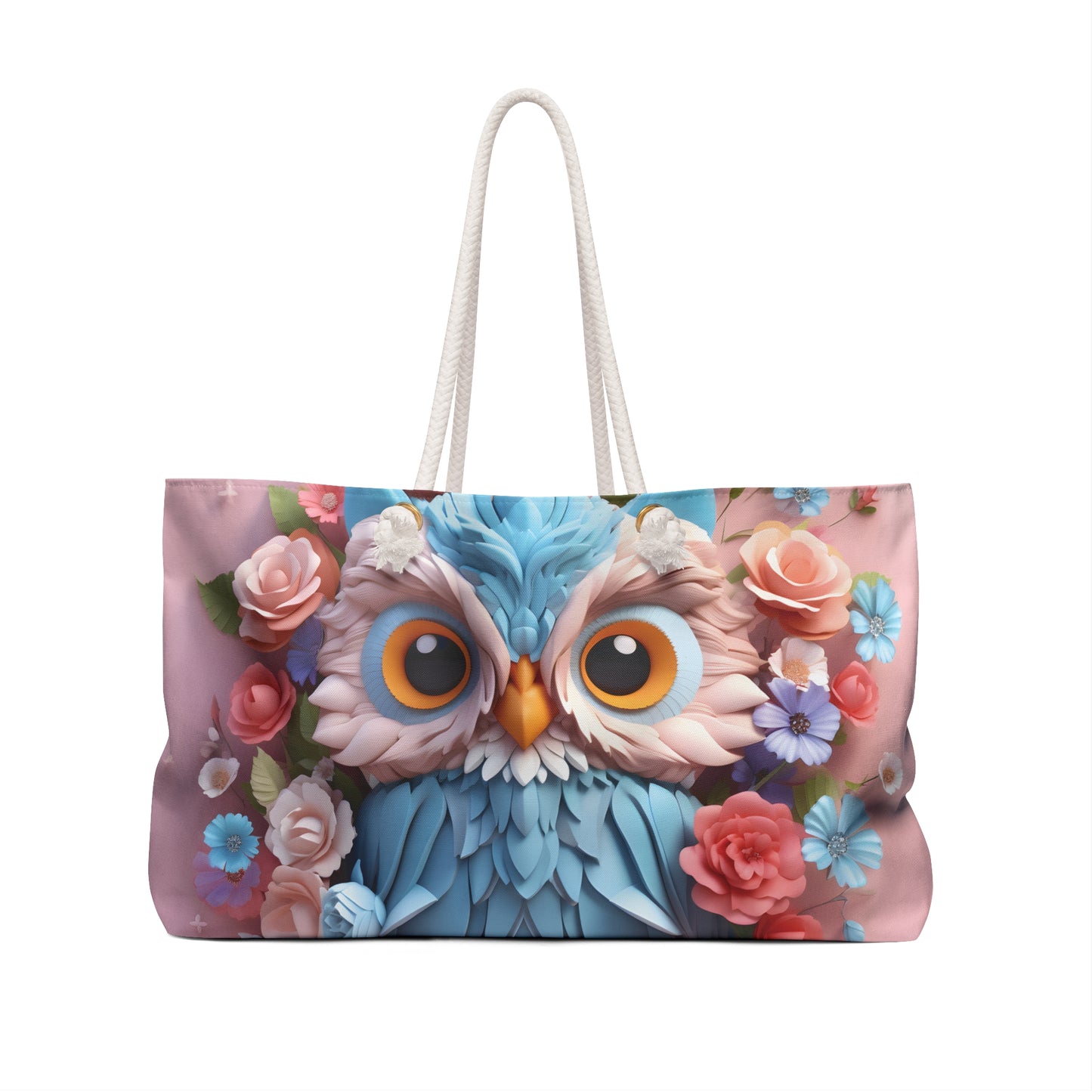 Personalised/Non-Personalised Weekender Bag, Owl, Large Weekender Bag, Beach Bag, Book Bag