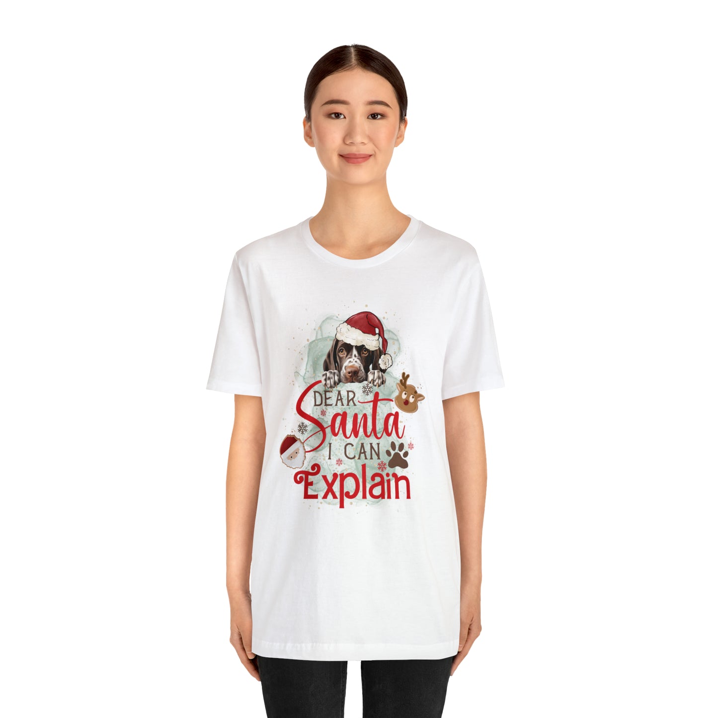 Unisex Jersey Short Sleeve Tee, Dog Paws, Dear Santa I Can Explain, Dear Santa Tee, Christmas Tee, Super Soft 9 Sizes