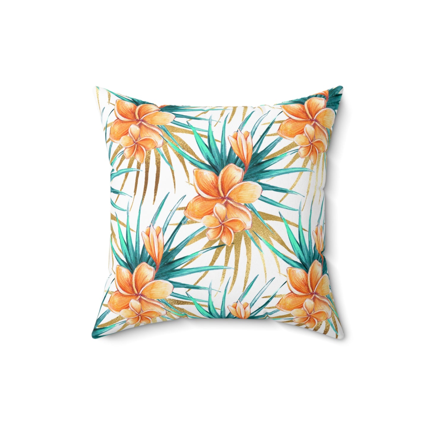 Spun Polyester Square Pillow, Summer Floral Cushion