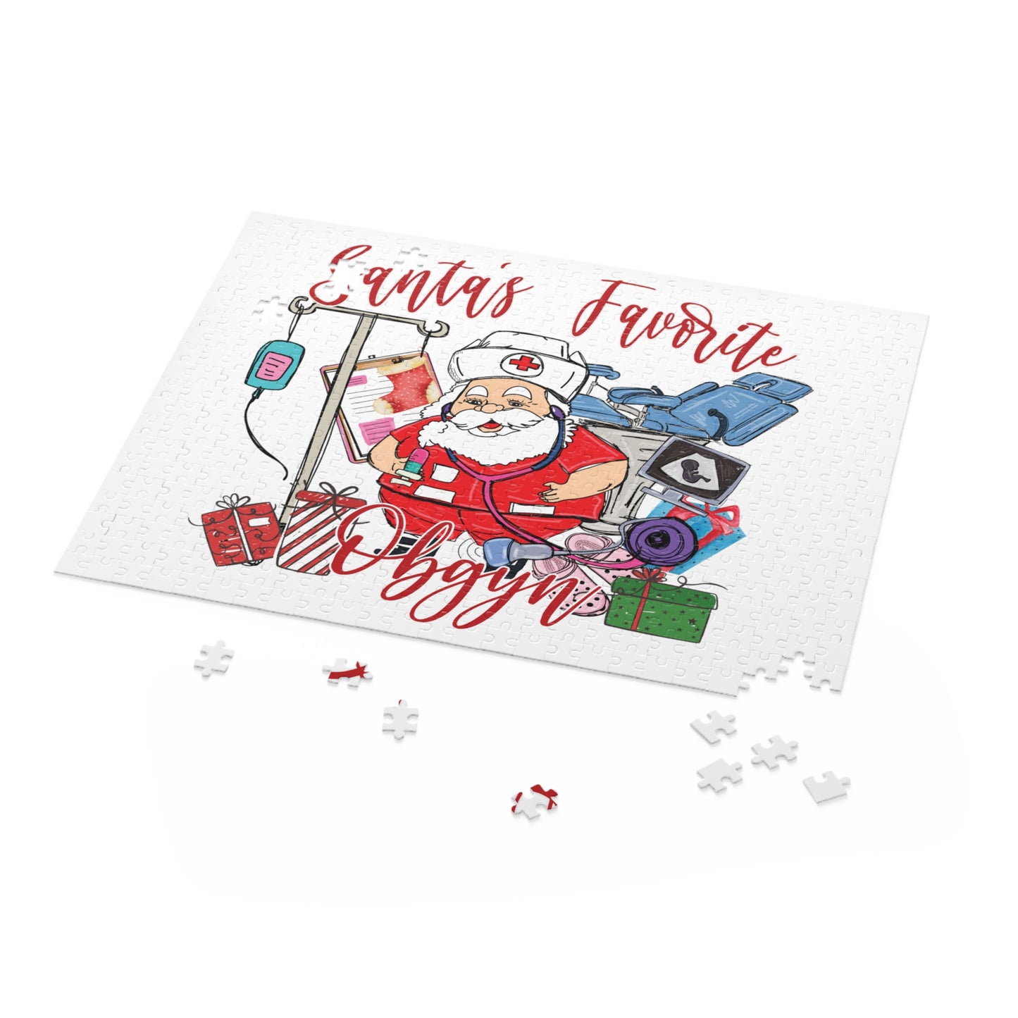 Personalised/Non-Personalised Puzzle, Santa's Favorite Obgyn (120, 252, 500-Piece)