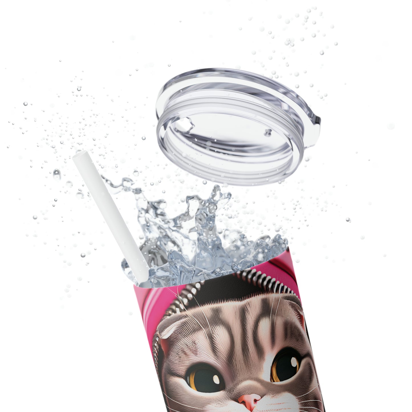 Skinny Tumbler with Straw, 20oz, Cat, Valentines Day, awd-747