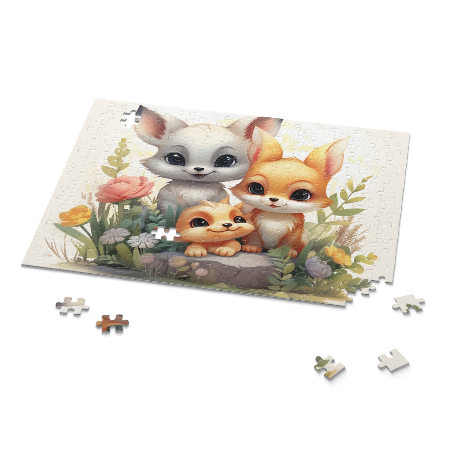 Personalised/Non-Personalised Puzzle, Fox Family (120, 252, 500-Piece)