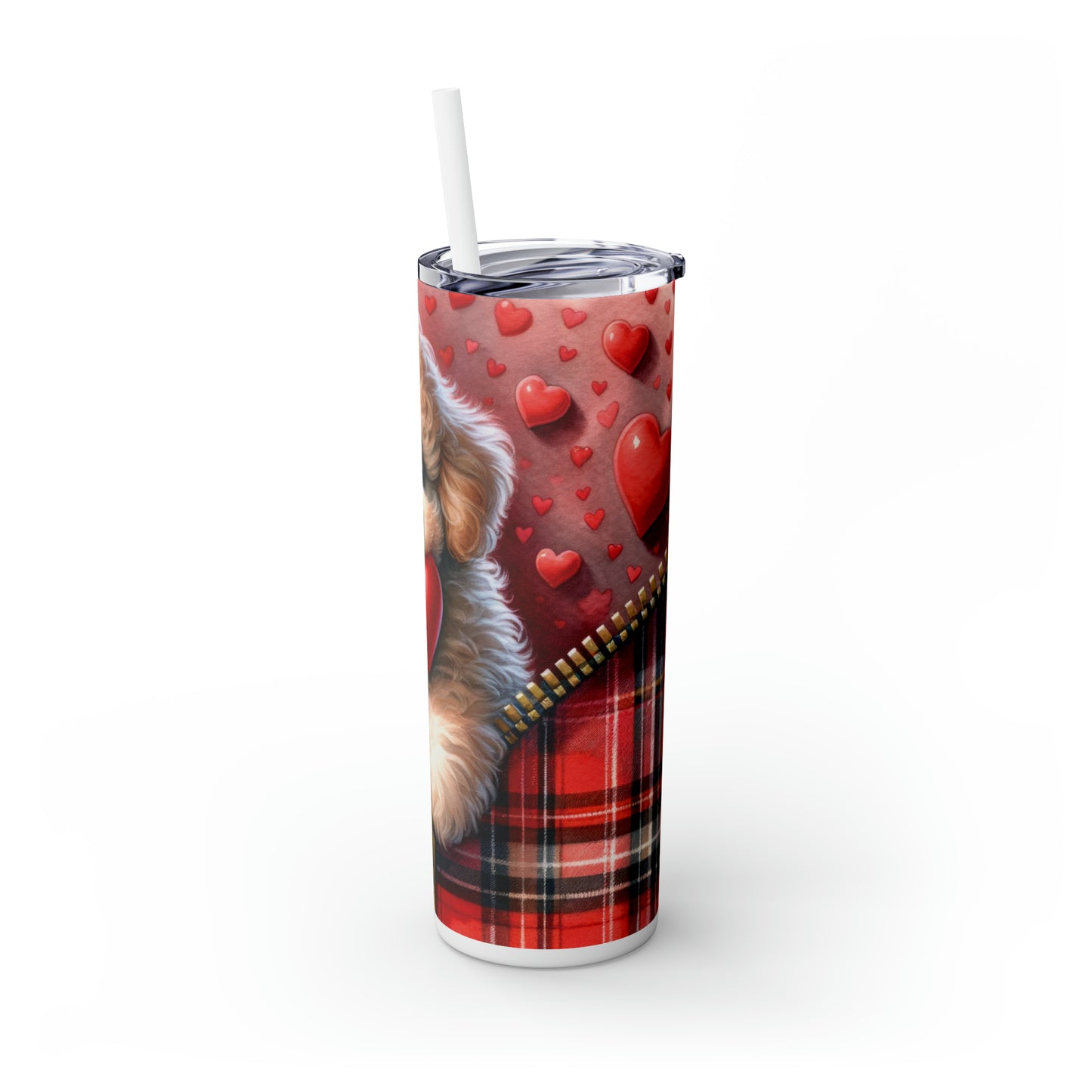 Skinny Tumbler with Straw, 20oz, Dog, Valentines Day, awd-836