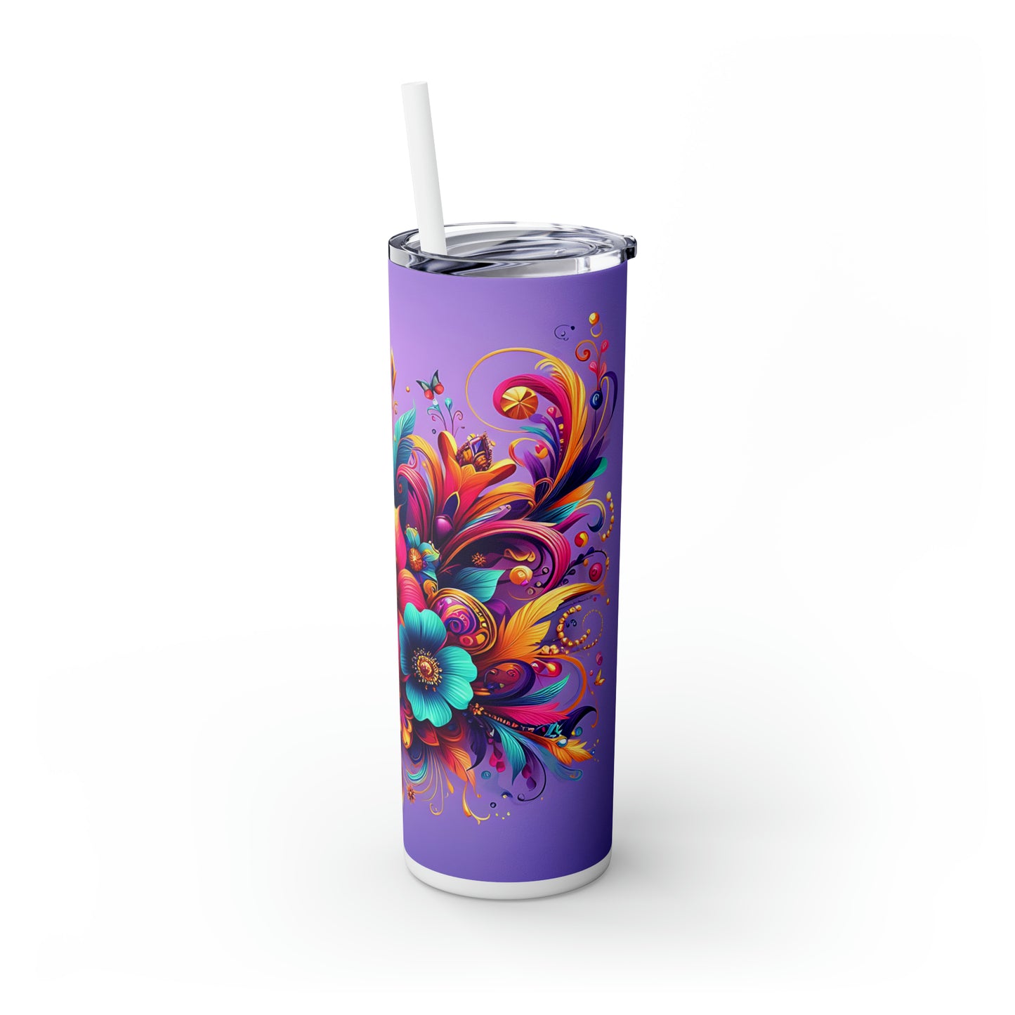 Skinny Tumbler with Straw, 20oz, Floral, awd-305