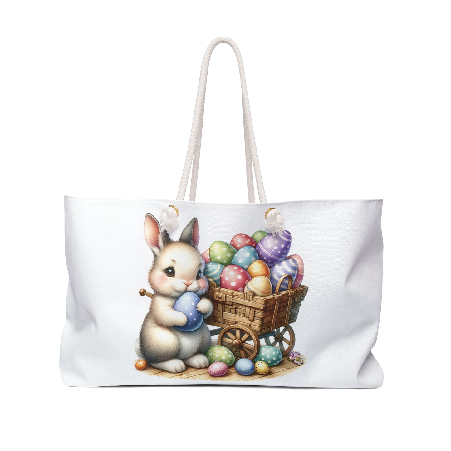 Personalised/Non-Personalised Weekender Bag, Easter Bunny, Rabbit, Large Weekender Bag, Beach Bag, Book Bag