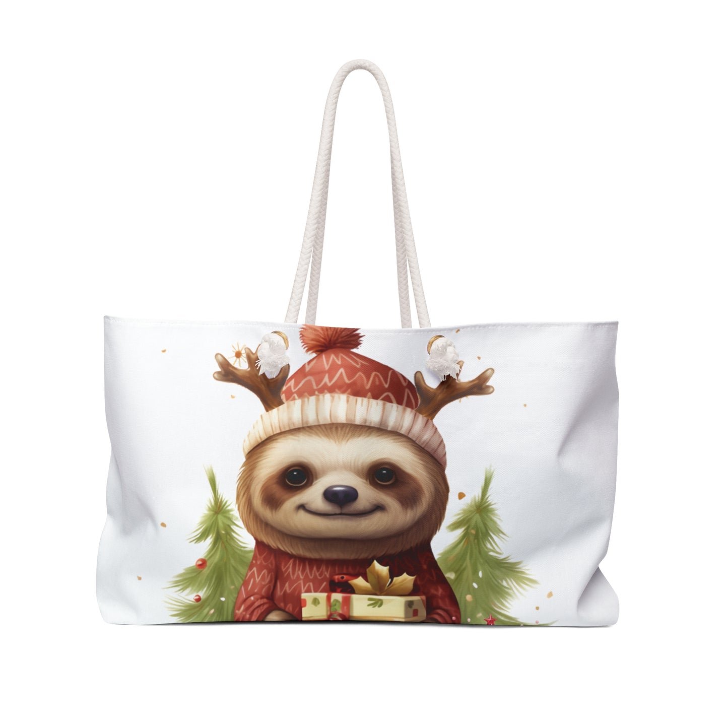 Personalised/Non-Personalised Weekender Bag, Sloth, Christmas, Large Weekender Bag, Beach Bag, Book Bag