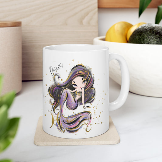 Zodiac Sign, Pisces, Ceramic Mug 11oz